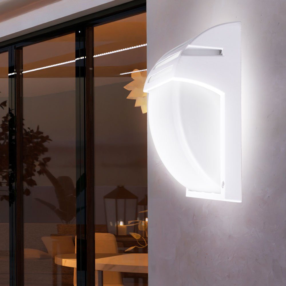 etc-shop Außen-Wandleuchte, LED Außen Wand Lampe ALU Fassaden Beleuchtung Glas Leuchte Terrassen Weiß