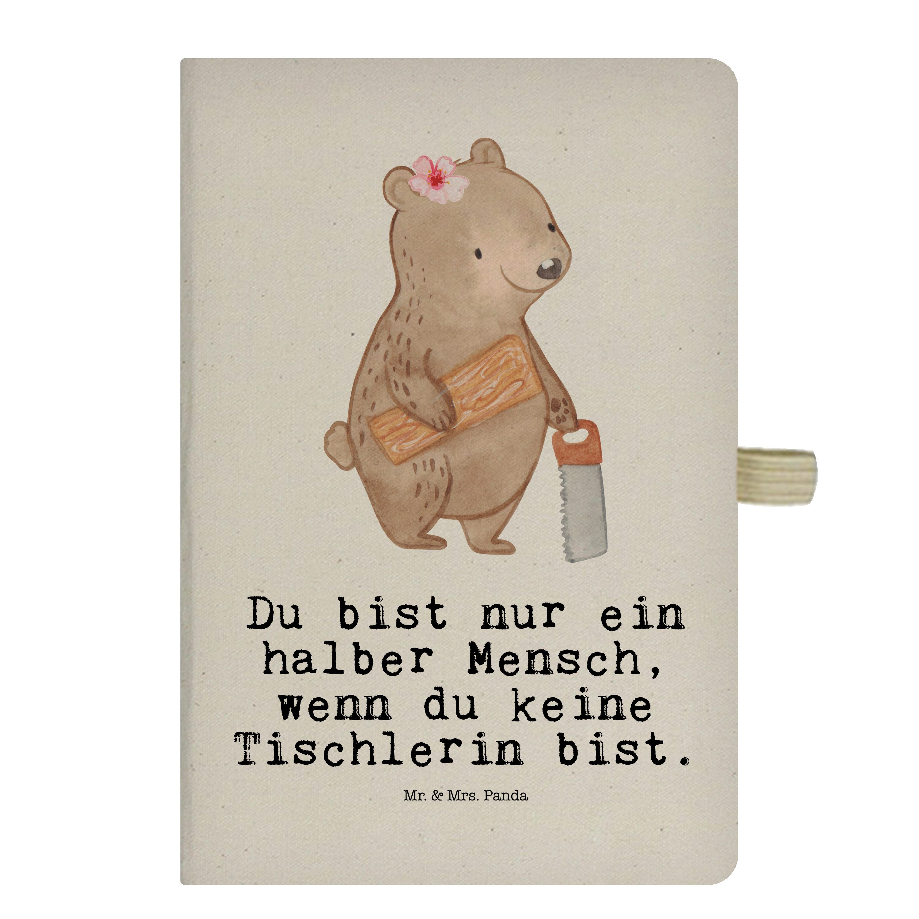 Mr. & Mrs. Panda Notizbuch Tischlerin mit Herz - Transparent - Geschenk, Kladde, Tagebuch, Eintr Mr. & Mrs. Panda