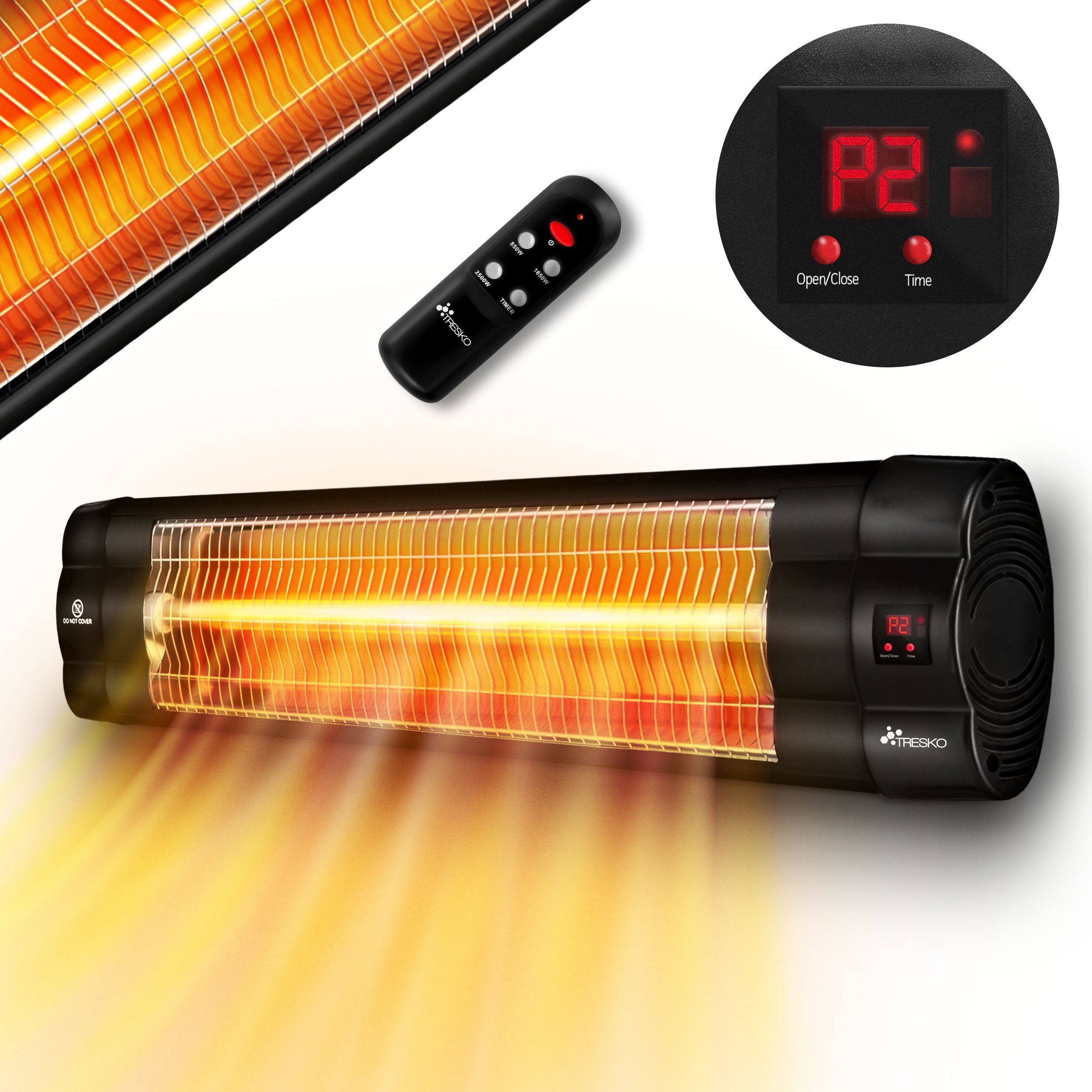 TRESKO Heizstrahler Infrarot Heizstrahler mit Fernbedienung, 3 Stufen & LED günstig online kaufen