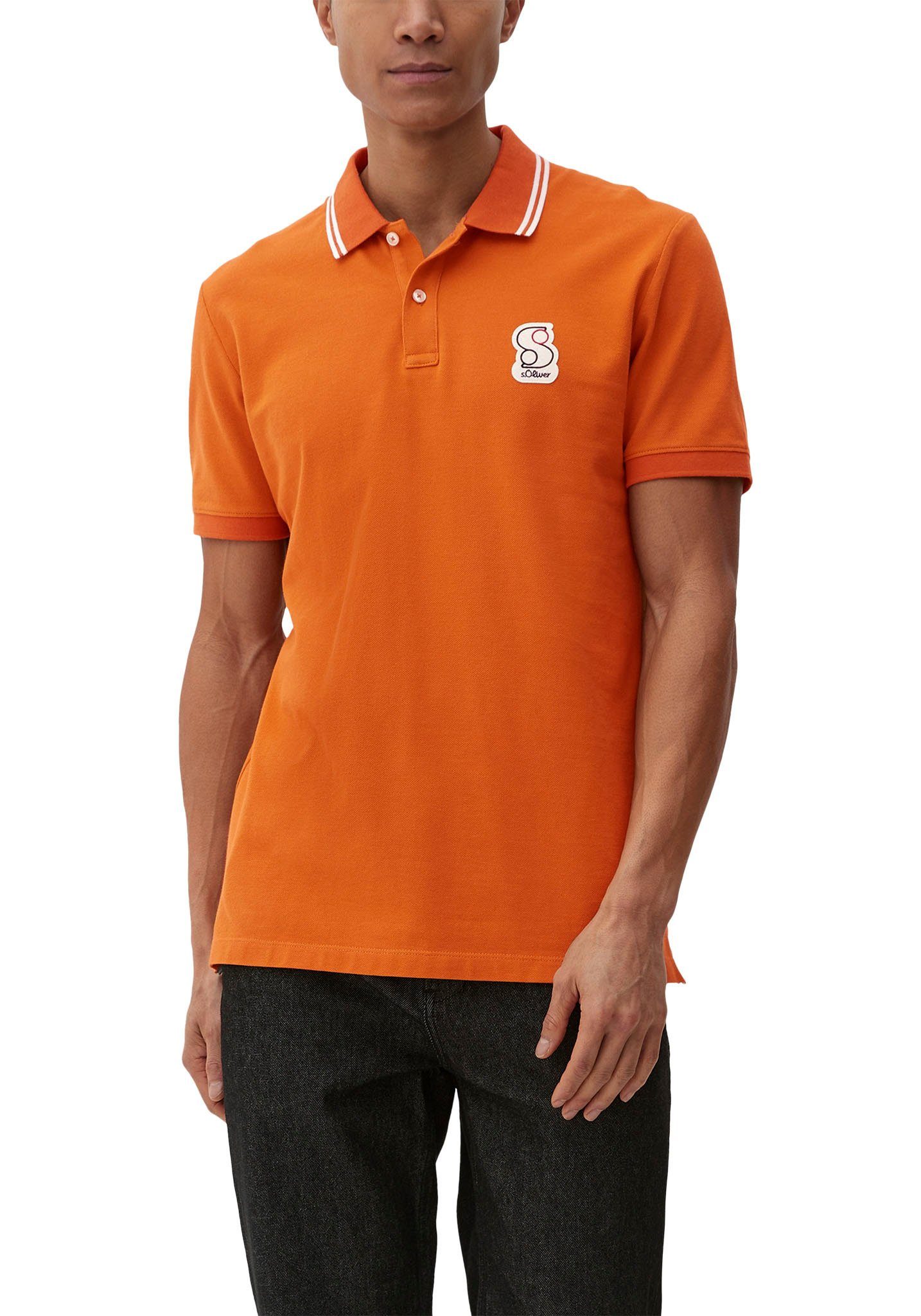 s.Oliver Poloshirt mit Labelpatch orange