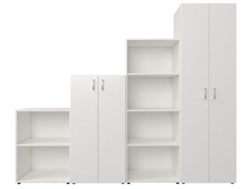 möbelando Aktenschrank Trio 3 zeitloses Regal aus Spanplatte in weiß mit 2 höhenverstellbaren Einlegeboden. Breite 57 cm, Höhe 113 cm, Tiefe 33 cm - Made in Germany