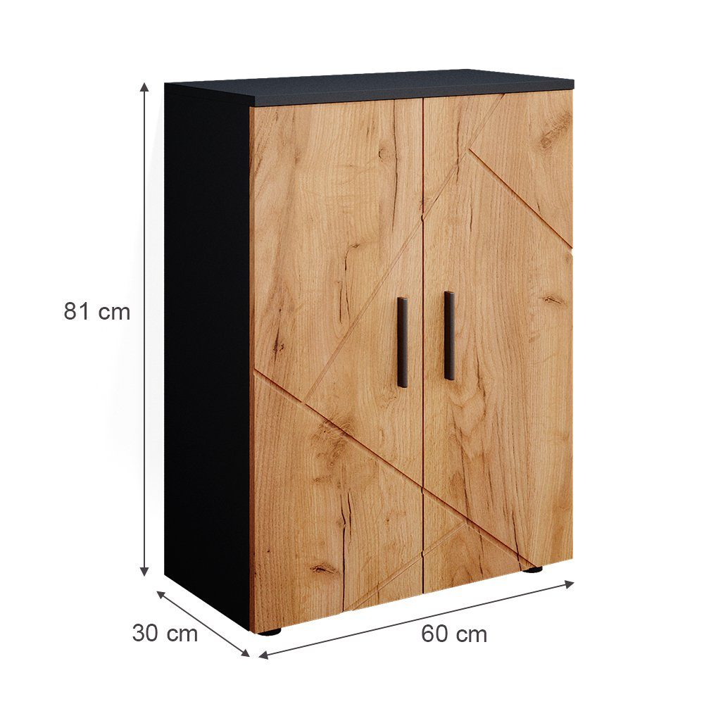 Vicco Midischrank Irma, Anthrazit/Goldkraft Eiche, 60 x 81 cm (1-St)