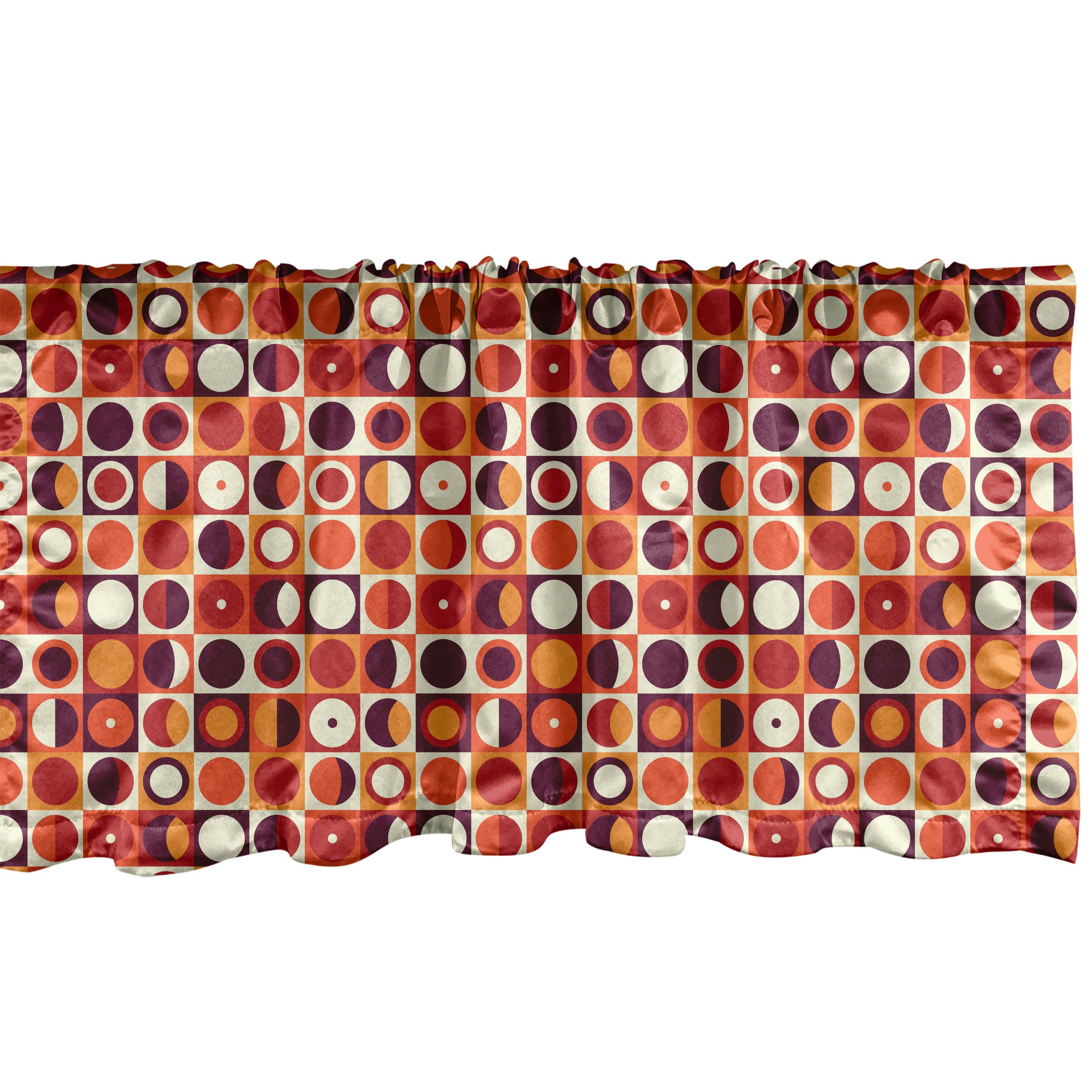 Scheibengardine Vorhang Volant für Küche Schlafzimmer Dekor mit Stangentasche, Abakuhaus, Microfaser, Geometrisch Sixties Style Ovals | Scheibengardinen