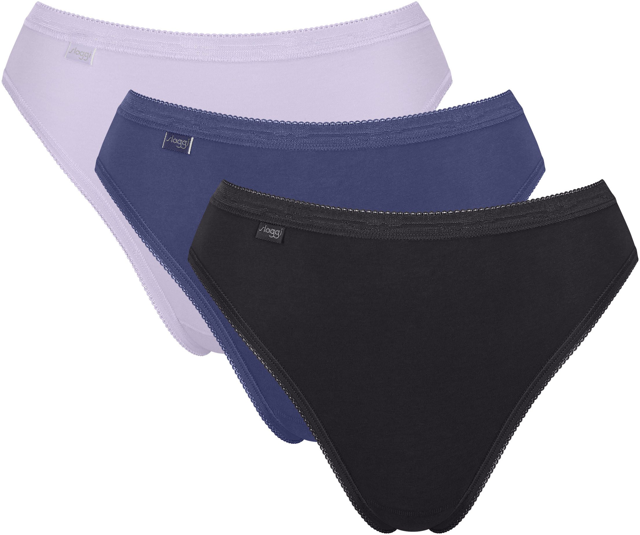 sloggi Taillenslip Basic+ Tai (3er Pack) mit hohem Beinausschnitt, Cotton-Mix, glatte Nähte
