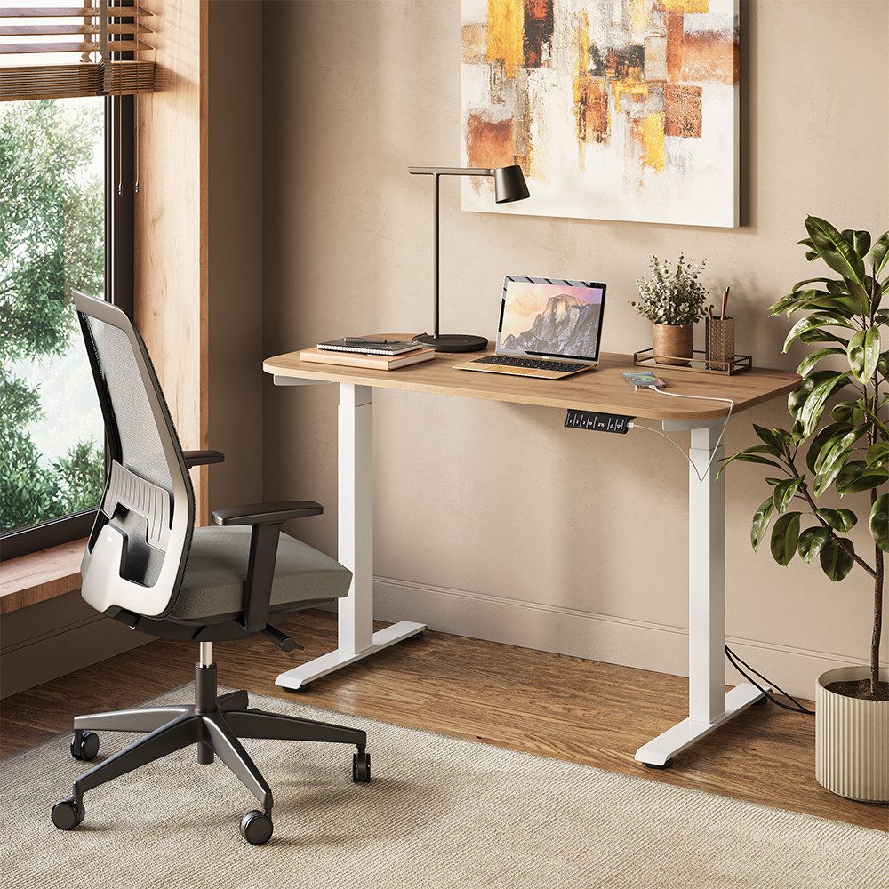 Vicco Schreibtisch Elevate, Weiß/Artisan/Weiß, 120 x 60 cm 2 Motoren (1-St)