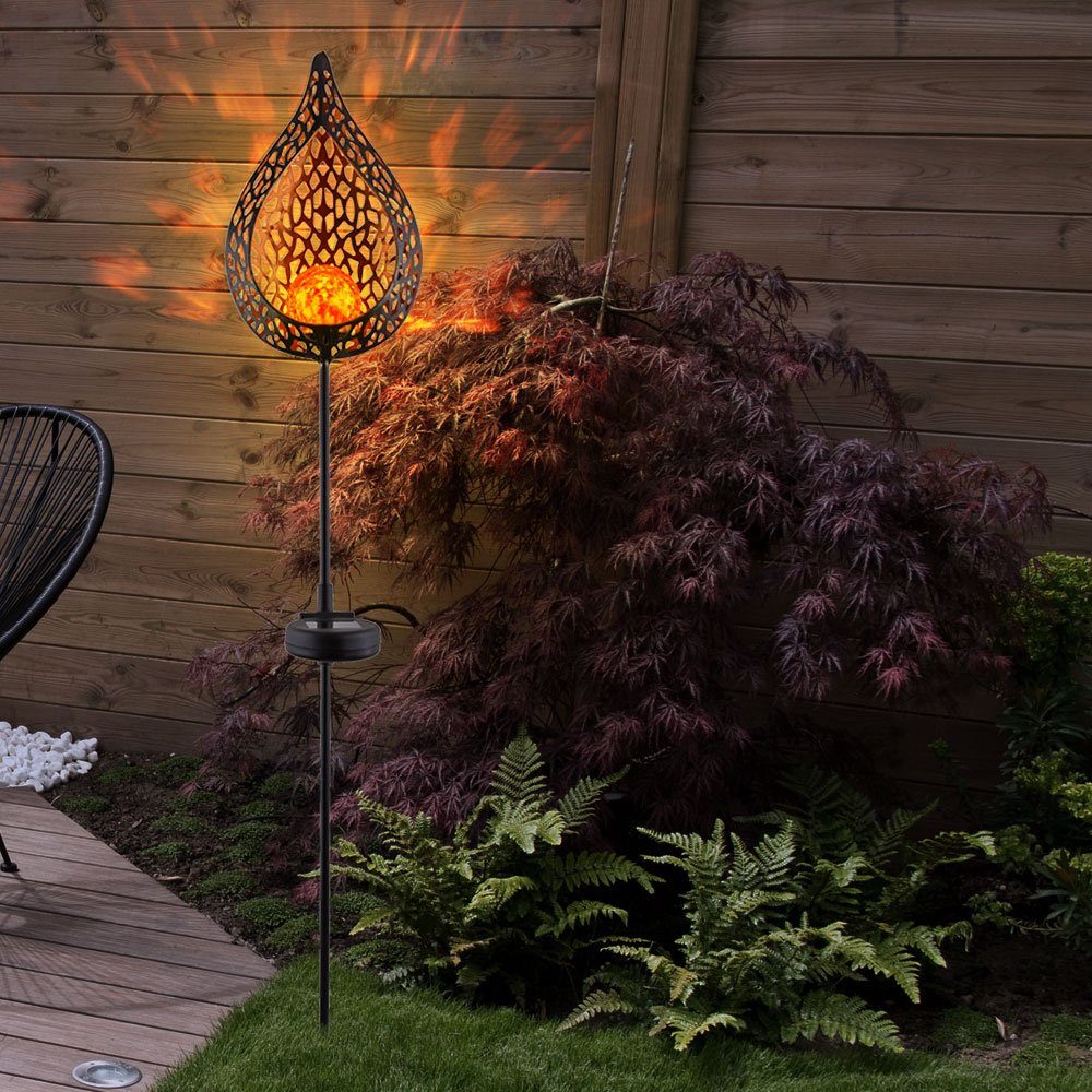 LED Außenleuchte LED-Leuchtmittel Erdspießleuchte Gartendeko fest Solarleuchte LED Solarleuchte, etc-shop Steckleuchte verbaut,