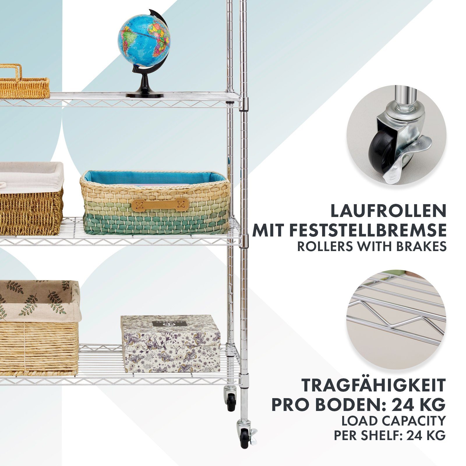 Karat Regal Gitterregal mit Rollen Maya, 5 Böden, Verschiedene Farben