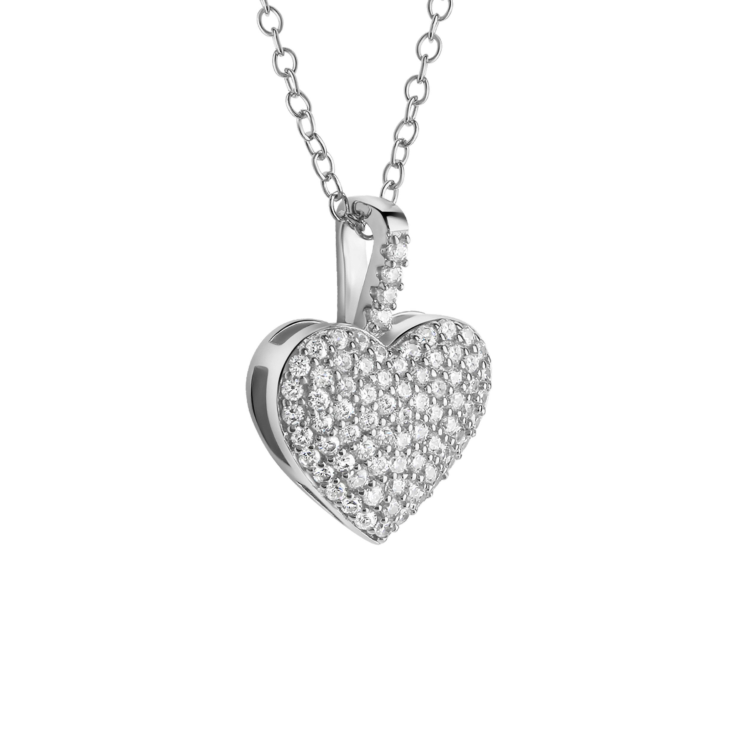 Kette mit Anhänger 925-Sterling Silber rhodiniert Zirkonia