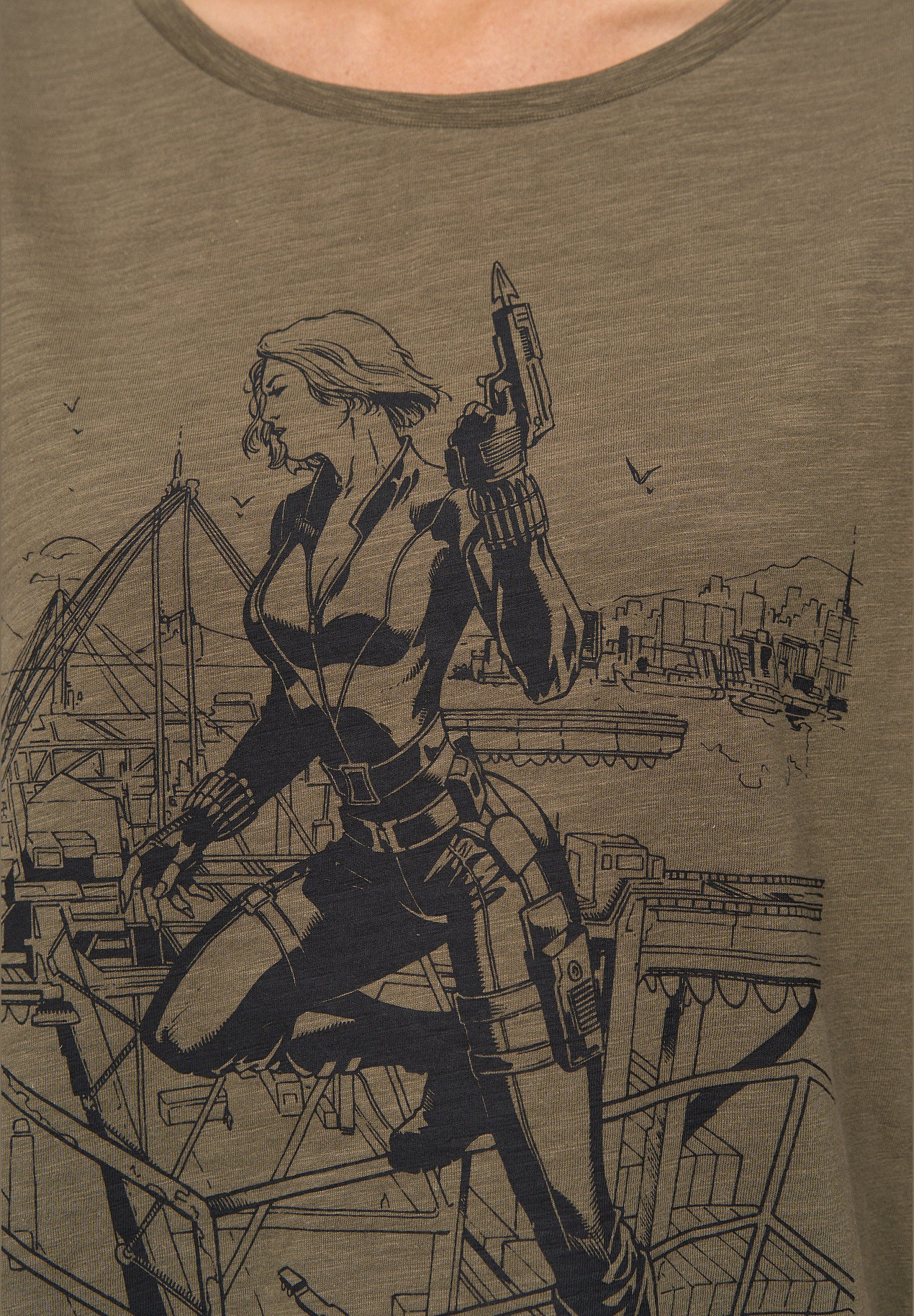 Print Recovered Widow zertifizierte T-Shirt GOTS Sketch Black Bio-Baumwolle
