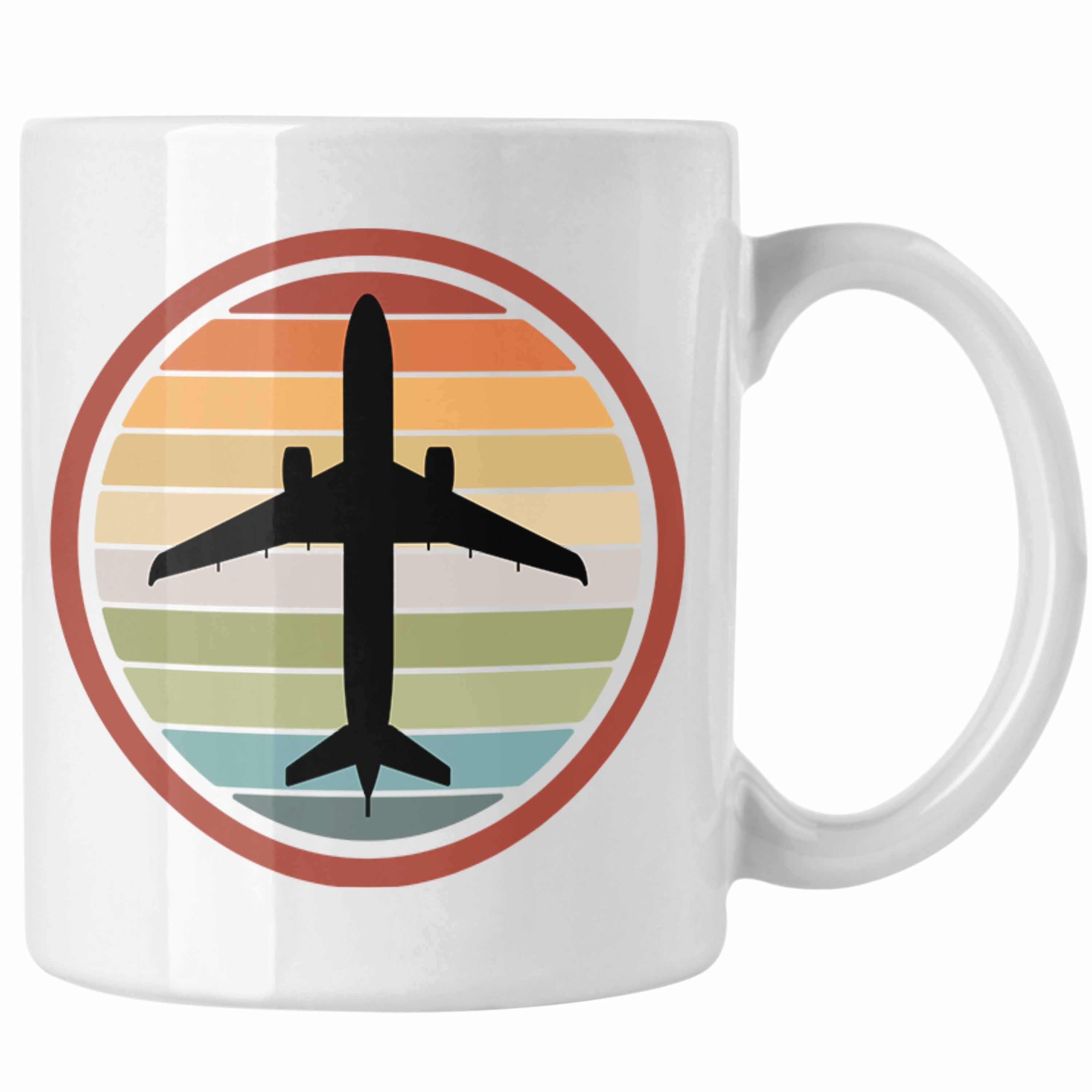 Trendation Tasse Trendation - Pilot Geschenk Tasse Flugzeug Fliegen Geschenkidee Piloten Kaffeetasse Flugzeug Grafik Weiss