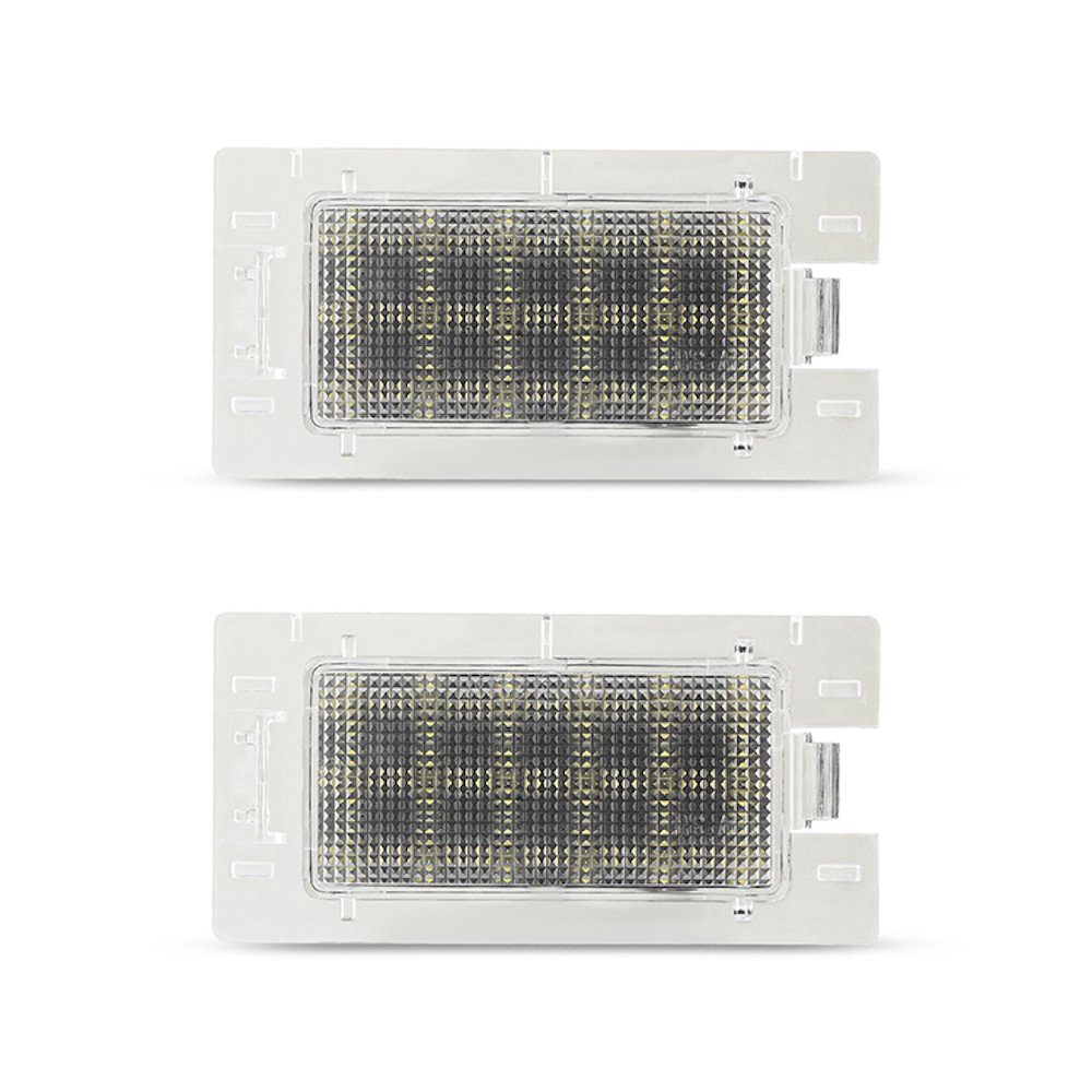 LLCTOOLS KFZ-Ersatzleuchte LED Kennzeichenbeleuchtung Auto, E-geprüft mit geringem Verbrauch, Plug and Play, 2 St., kaltweiß, 6000K, 18 SMD, für Opel Omega B Limousine - mit CAN-Bus System