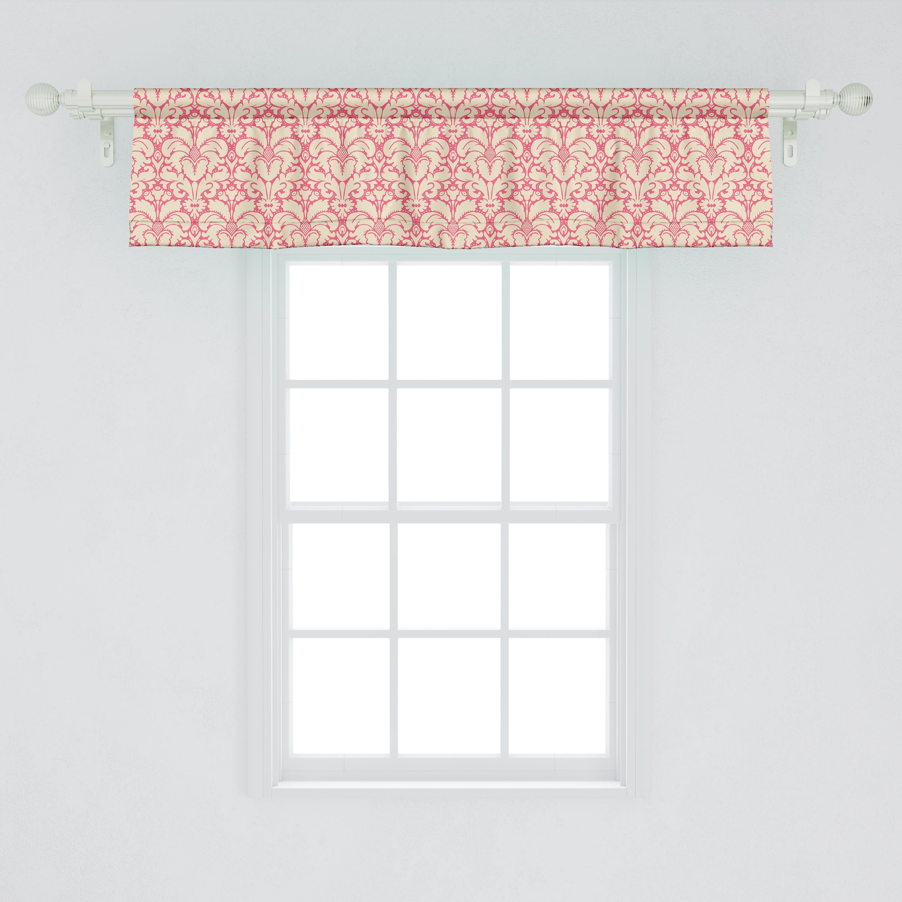 Scheibengardine Vorhang Volant Dekor Küche Blume Monochrome Blätter Microfaser, Stangentasche, Damast für Schlafzimmer mit Abakuhaus