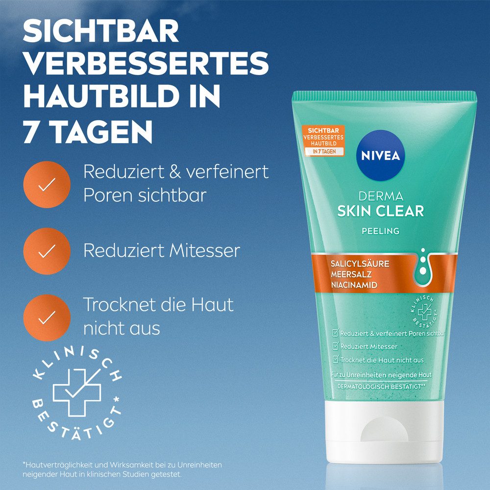 Nivea Gesichtspflege-Set Derma Skin Clear Set (4in1) mit Waschgel, Peeling, Toner, Night Serum, 4-tlg.