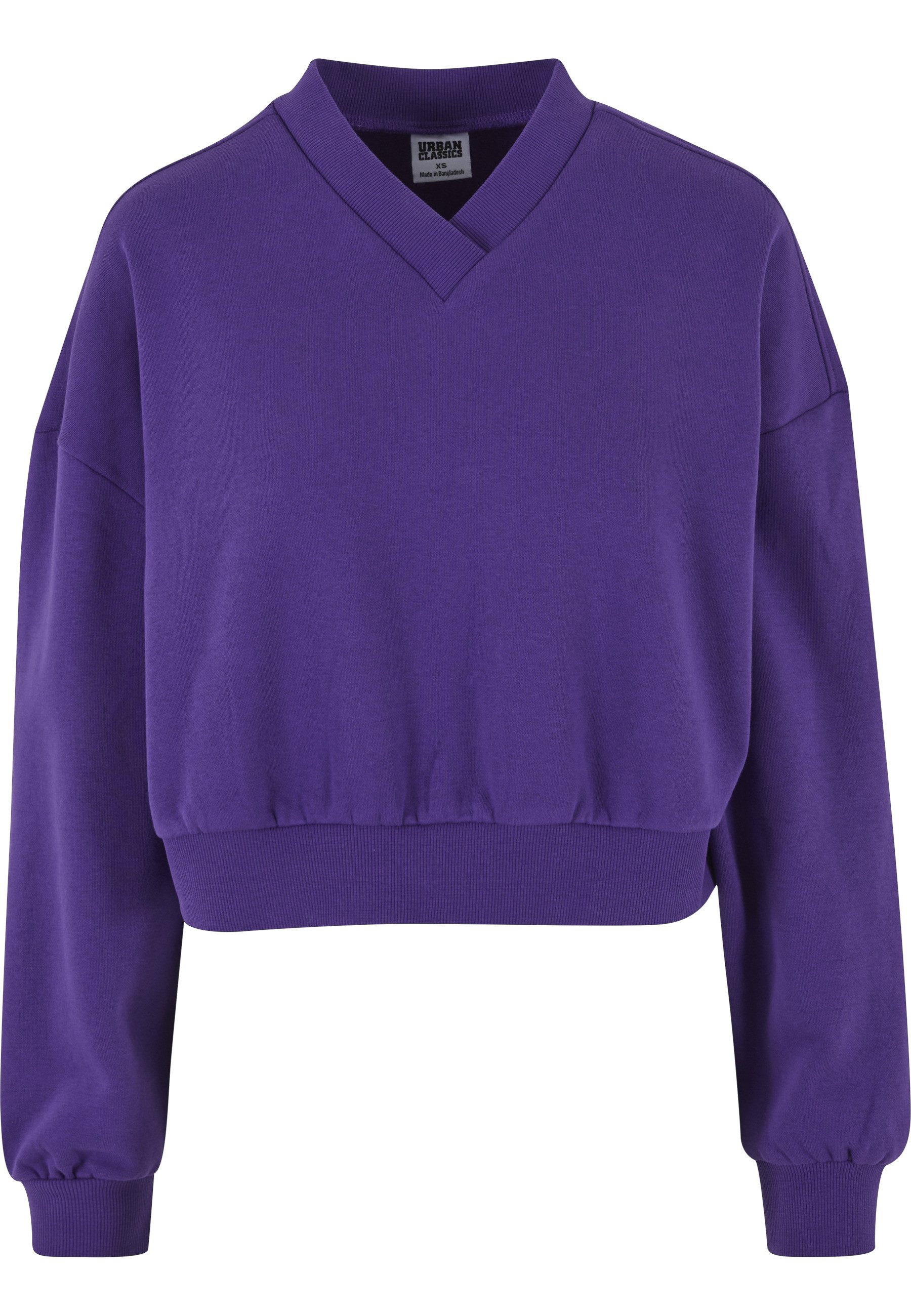 URBAN CLASSICS Sweater Urban Classics Damen Ladies Cropped V-Neck