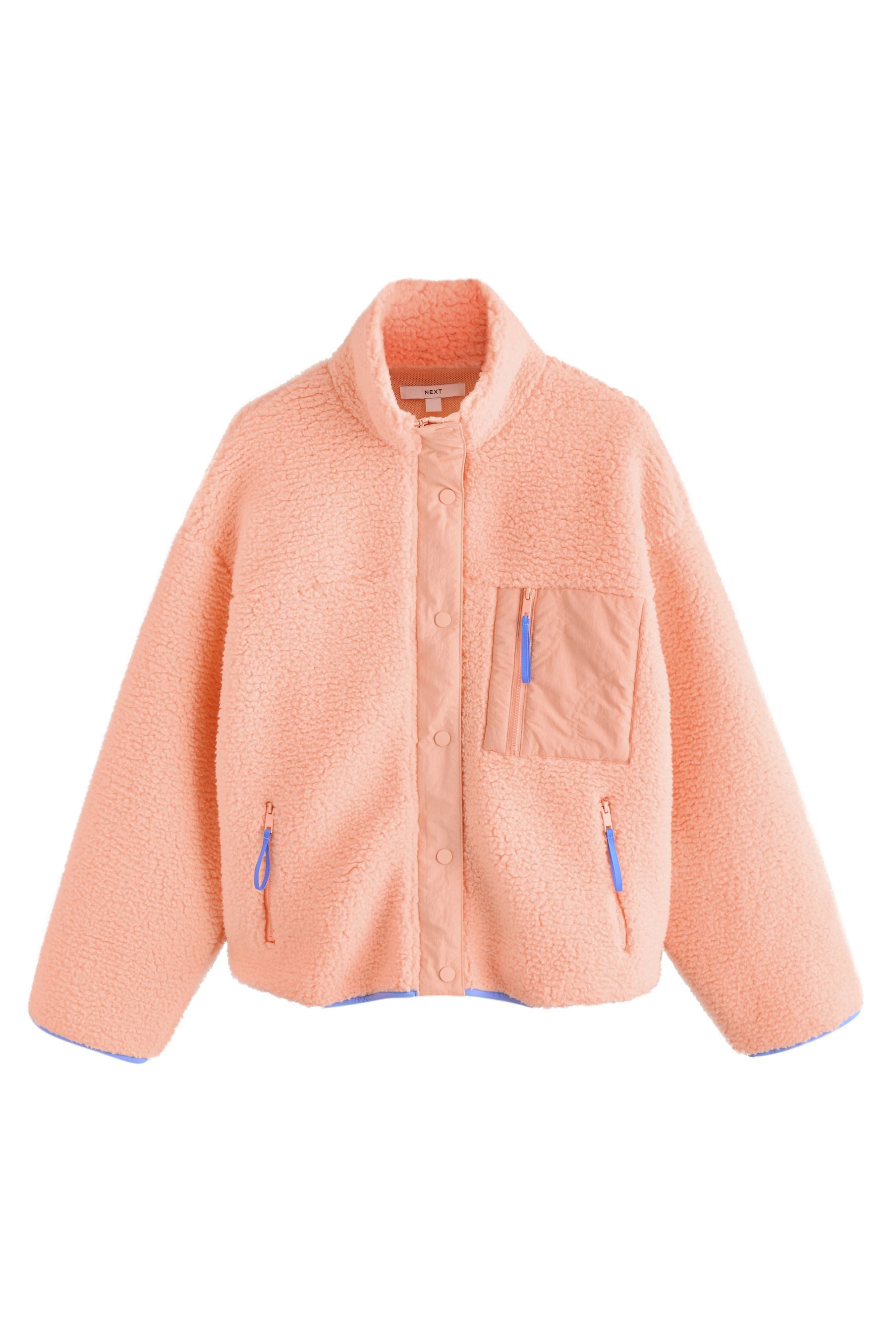 Next Fleecejacke Geknöpfte Borgjacke mit grafischem Blumenmuster (1-St)