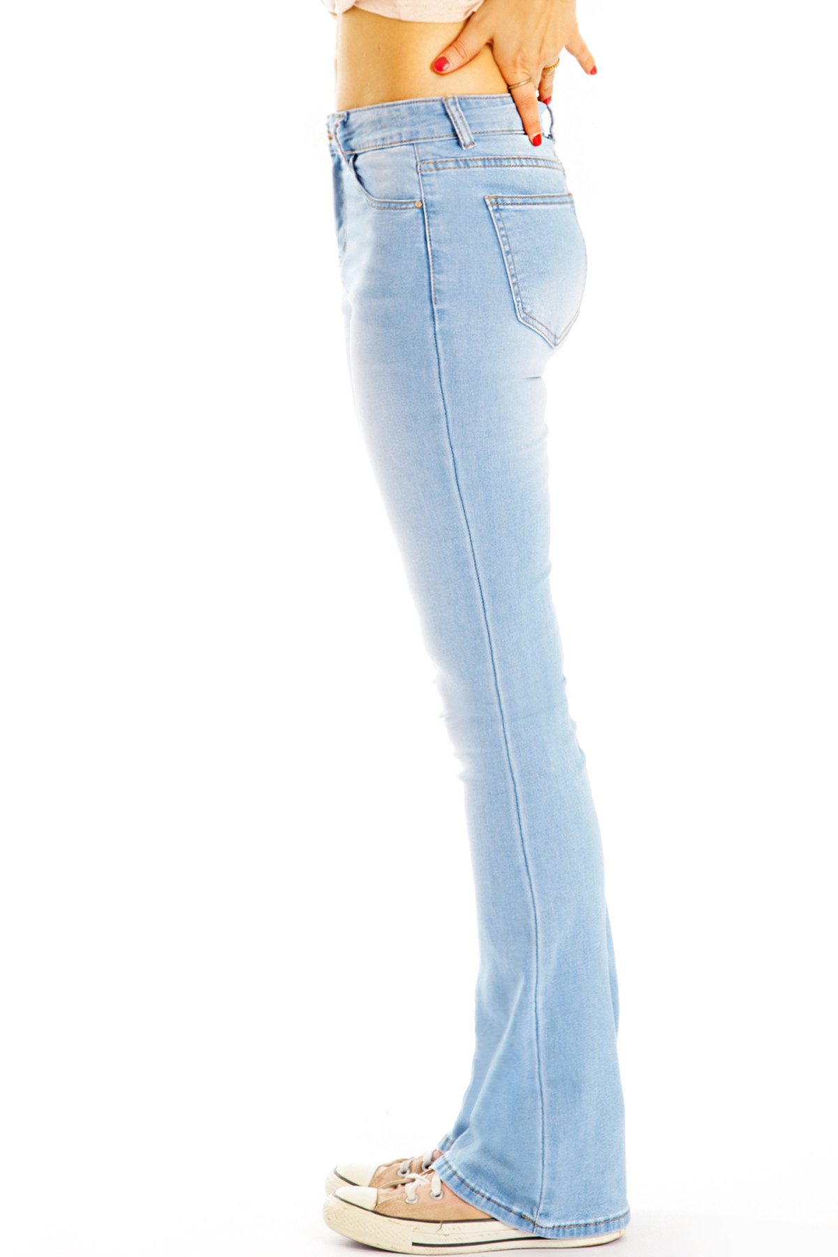 be styled Bootcut-Jeans Medium Waist Bootcut Stretch Jeans Schlag Hosen - Damen - j14i mit Stretch-Anteil