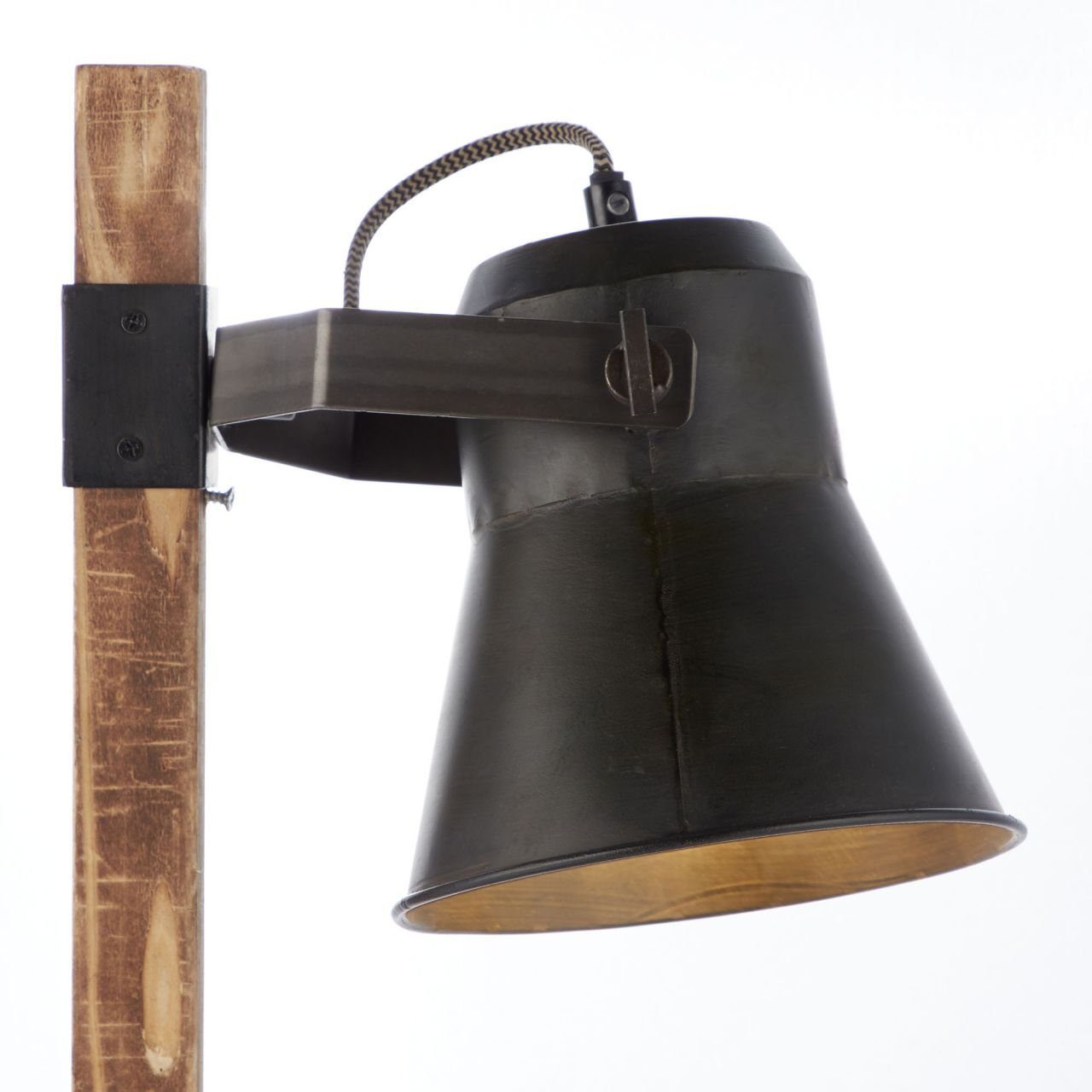 Brilliant Tischleuchte Plow, Lampe A60, E27, Plow stahl/holz 10W, Tischleuchte 1x geeigne schwarz