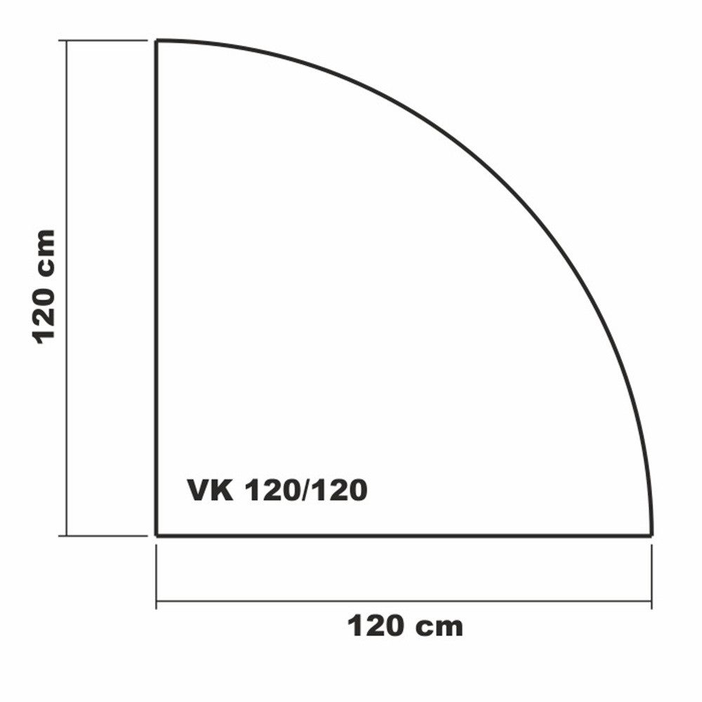 ECOfoxx Bodenschutzplatte Viertelkreis 120x120cm - Funkenschutzplatte Kaminbodenplatte, Glasbodenplatte transparent (Klarglas), Glasplatte ohne Silikondichtung, Glasplatte