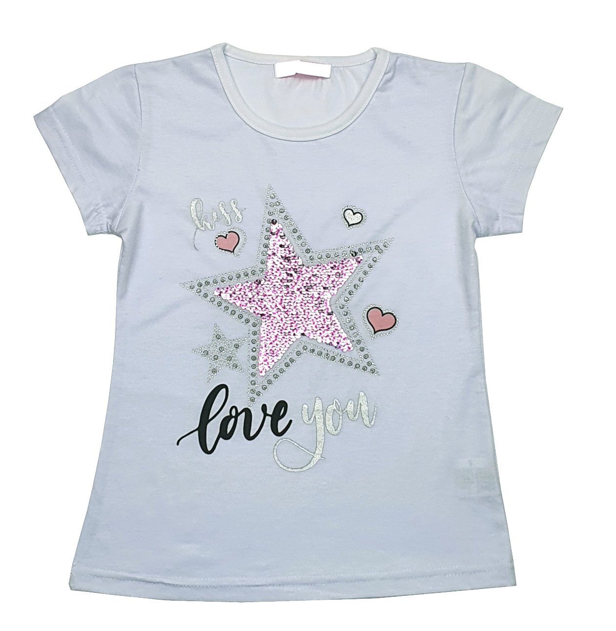 Girls Fashion T-Shirt Mädchen T-Shirt mit Wende-Pailletten, MS810