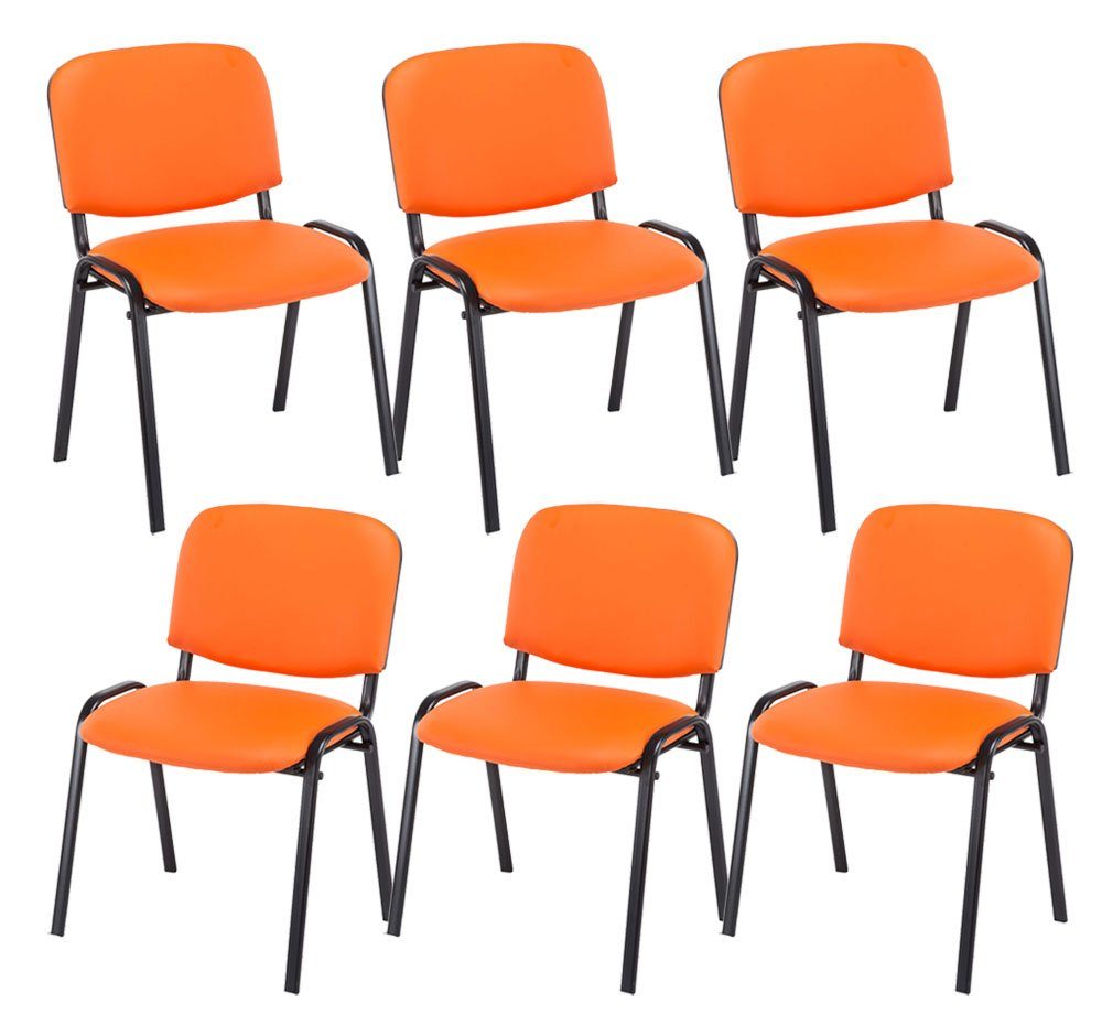 CLP Besucherstuhl Ken Kunstleder (6er Set), stapelbar, Sitzhöhe 44cm orange