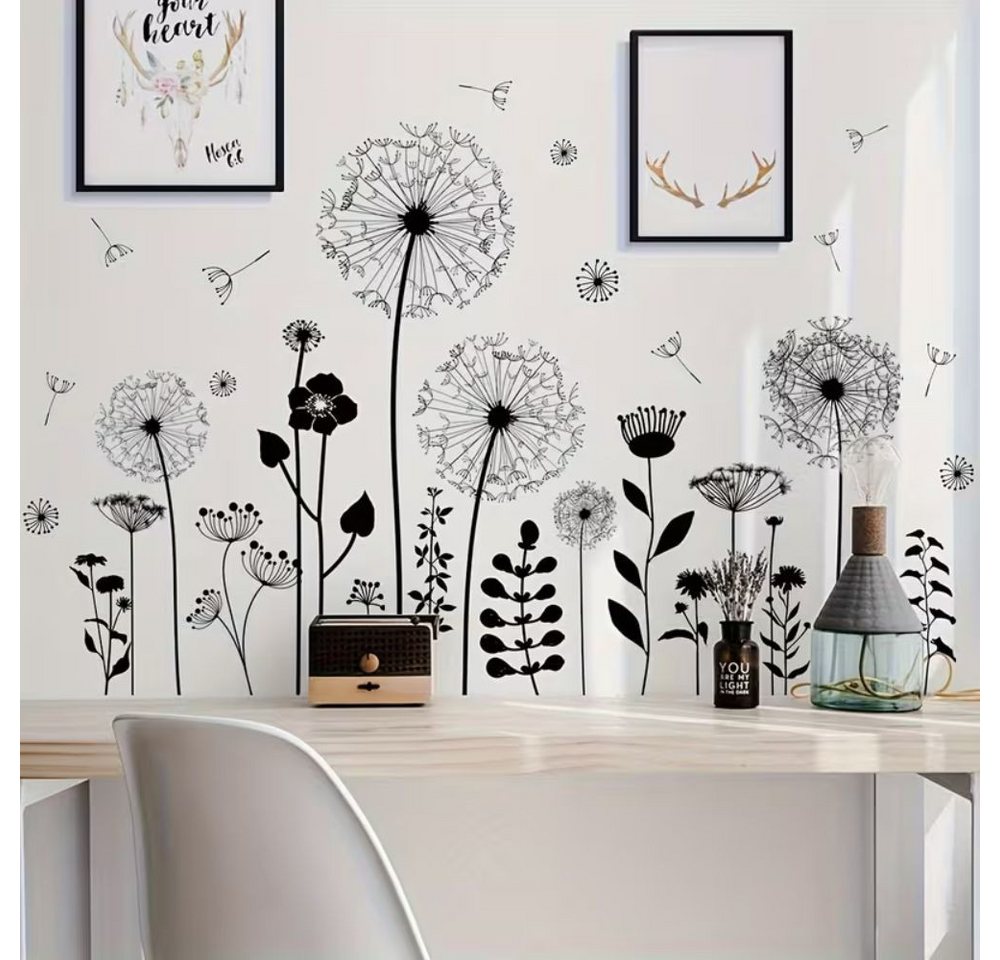 Montegoni Wandsticker Dandelion Wandtattoo – Selbstklebende Löwenzahnblumen für Wände (Einzelset, 1 Wandtattoo-Bogen), Selbstklebend, rückstandslos abziehbar, einfach anzubringen, modern