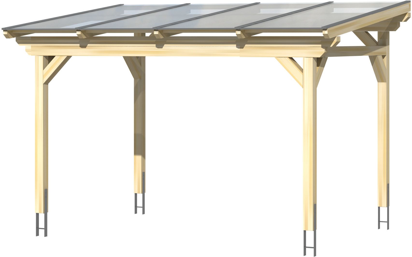 Skanholz Terrassendach Sanremo, BxT: 434x400 cm, Bedachung Doppelstegplatten, Leimholz