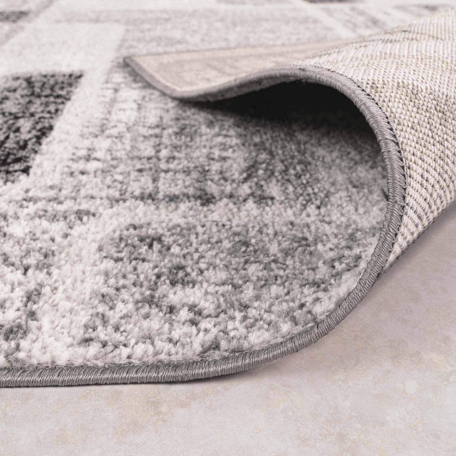 TaCa Home Teppich Moderner Designer Teppich Retro, rechteckig, Höhe: 13 mm, Wohnzimmer Schlafzimmer Esszimmer, Grau-56 - 80 x 150 cm