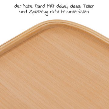 Hauck Hochstuhl Alpha Plus Move - Natur, Mitwachsender Holz Kinderhochstuhl mit Tisch, Rollen höhenverstellbar