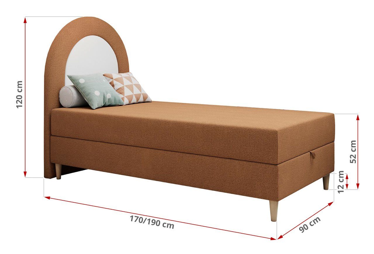 MÖBEL Boxspringbett hohem mit Kinder, MKS Einzelbett Kopfteil für mit Kinderbett Matratze, NEST,