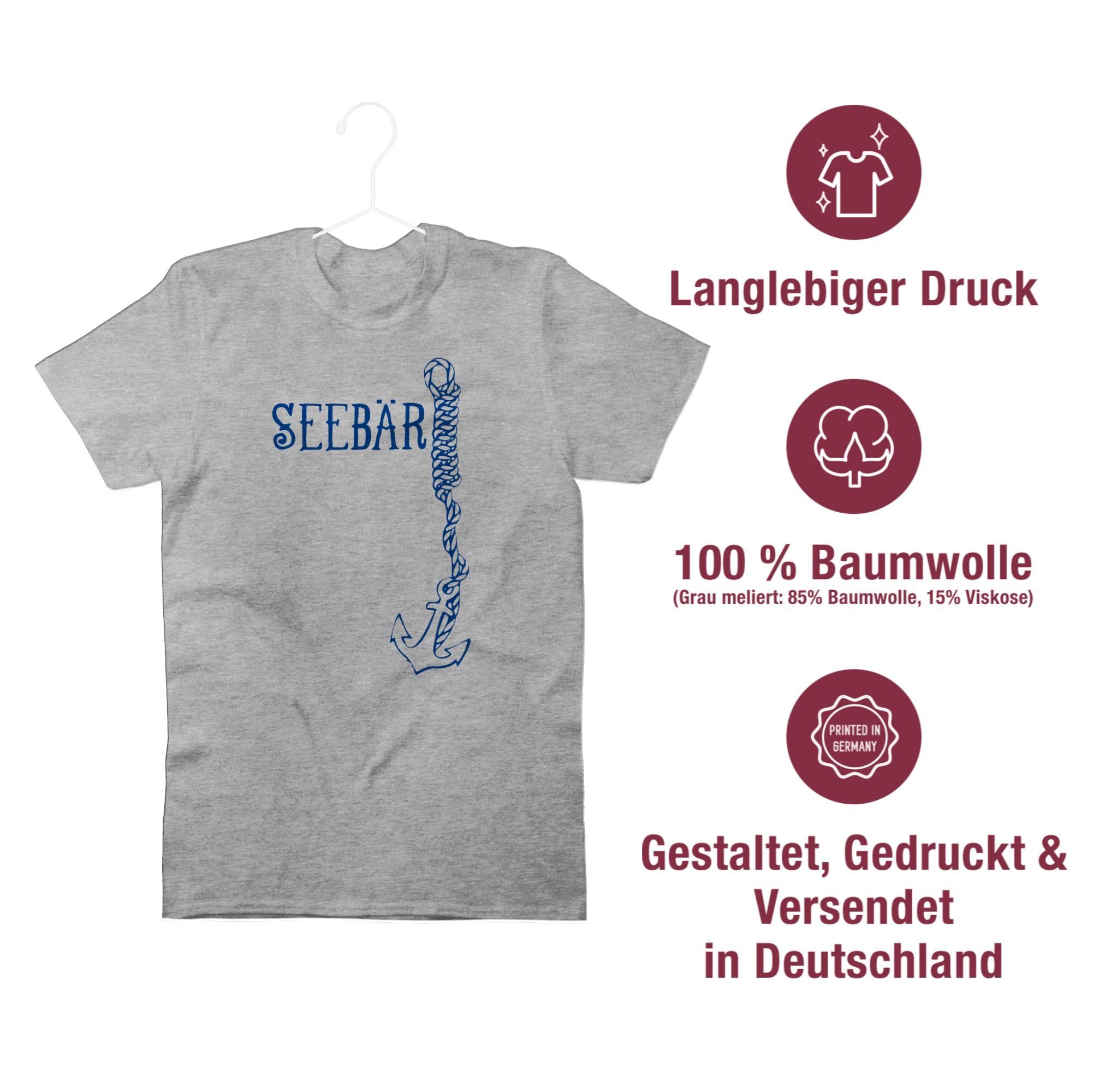 Shirtracer T-Shirt Seebär Anker Boot & Schiff Deko