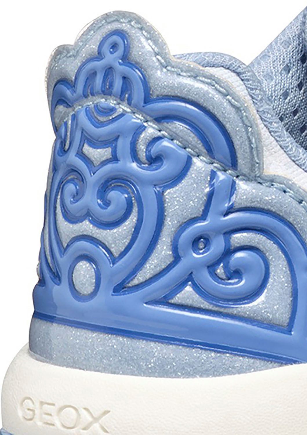 Geox J FADINLIGHT GIRL Blinkschuh Sneaker Disney Sneaker, Klettschuh mit Glitzer und Cinderella Motiv, Blinki