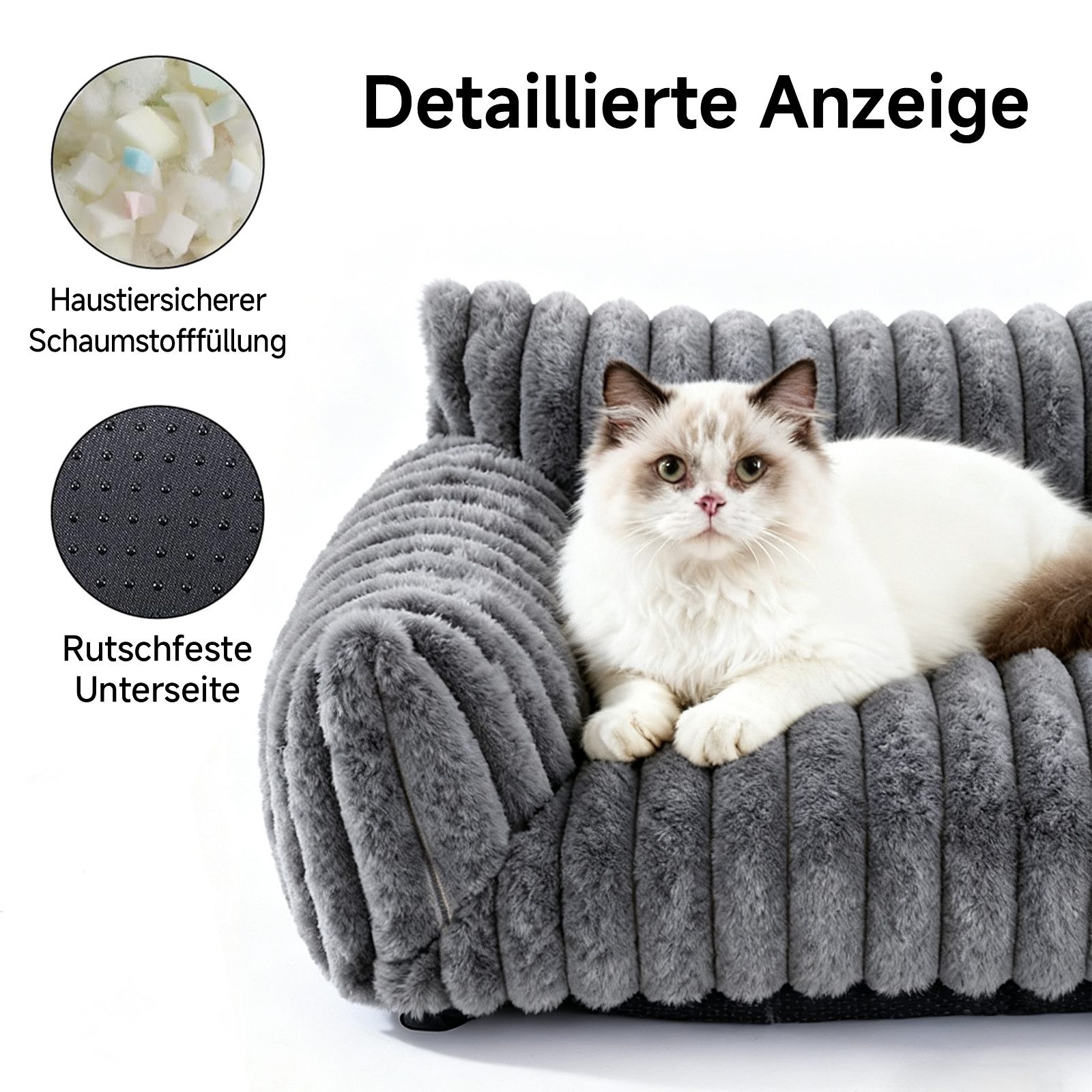 Elegear Tierbett Haustiersofa für Katzen & Hunde, 61/76 cm, Rutschfest, Wei günstig online kaufen
