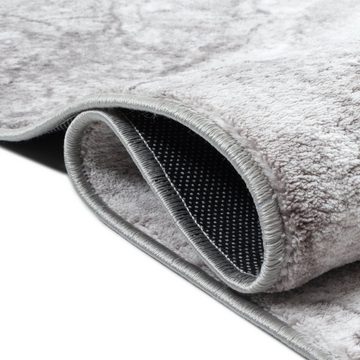 Teppich Eleganter marmorierter Kurzflor Teppich in stilvollem Grau, Carpetia, rechteckig, Rückseite mit "dot-backing" für zusätzliche Stabilität, Leicht glänzende Oberfläche