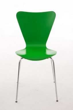 TPFLiving Besucherstuhl Calisso mit ergonomisch geformter Sitzfläche - Konferenzstuhl (Besprechungsstuhl - Warteraumstuhl - Messestuhl), Gestell: Metall chrom - Sitzfläche: Holz grün
