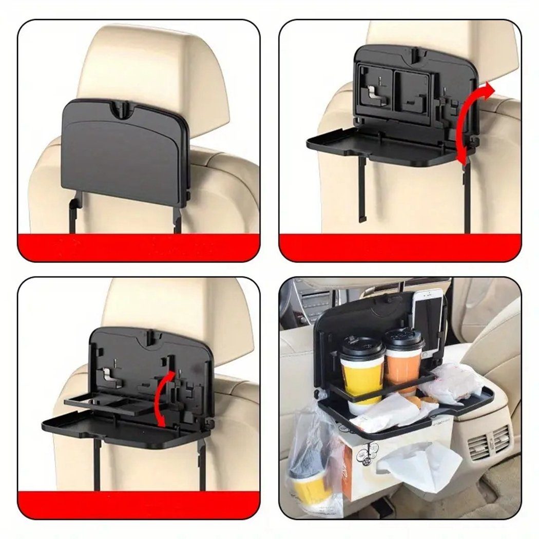 TUABUR Auto-Rückenlehnentasche Auto-Rücksitz-Tisch, Schreibtisch Auto-Rücksitz-Tablett, braun faltbar,