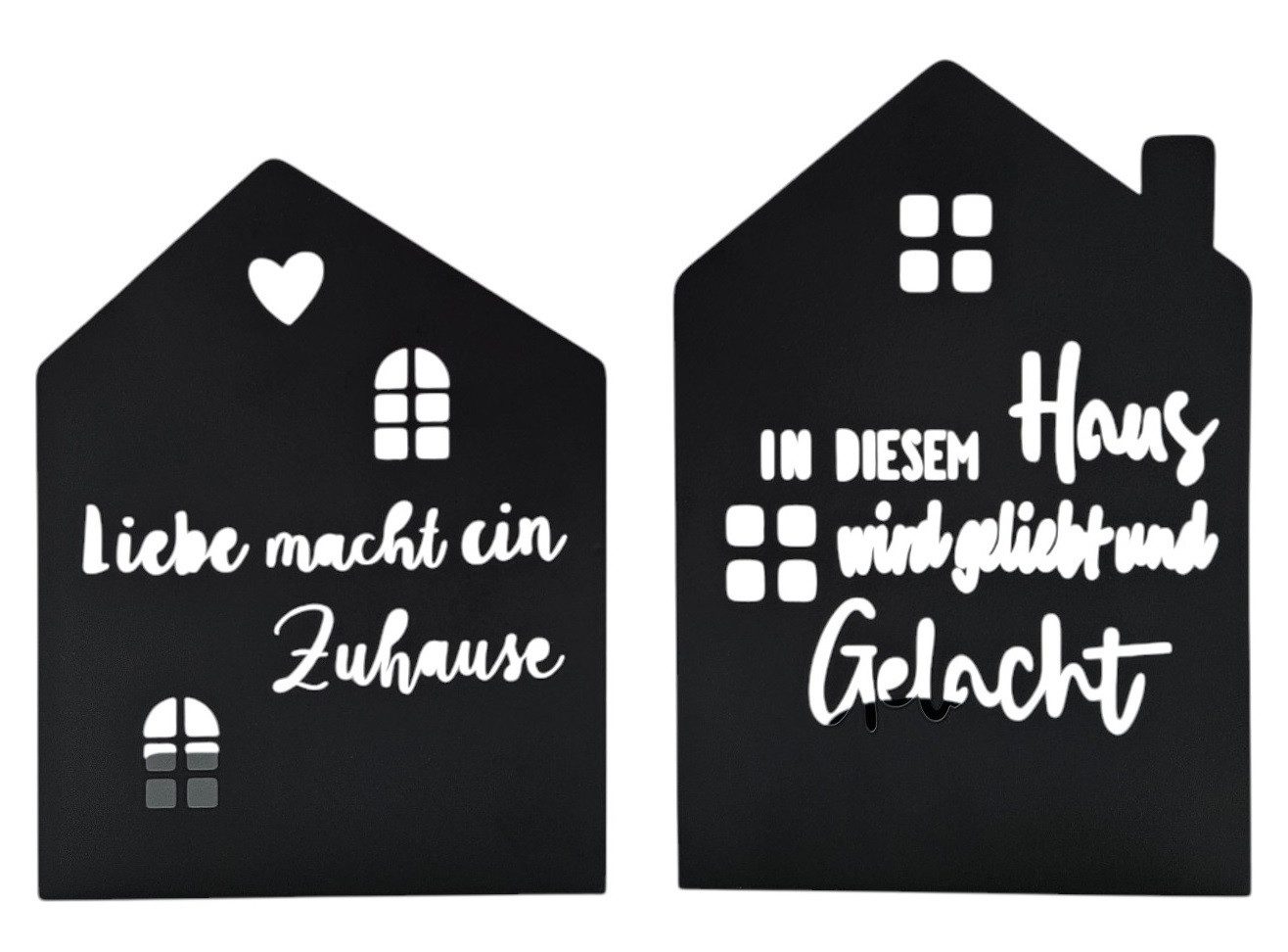Meinposten Kerzenhalter Teelichthalter Haus schwarz 2er Set Kerzenhalter Metall (2 St., 2er Set)