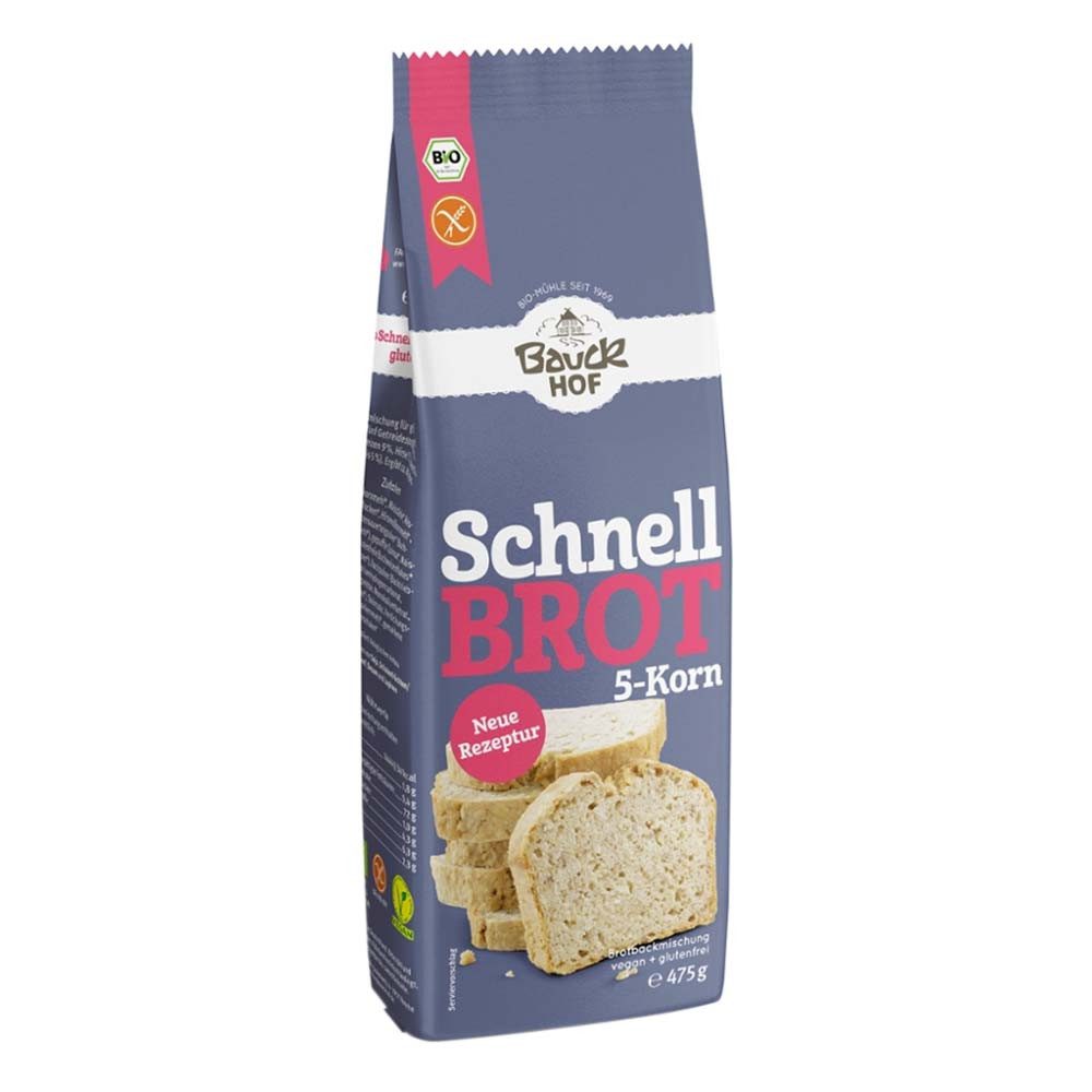 Bauck Mühle Mehl BrotBackmischung - Schnellbrot 5-Korn 475g