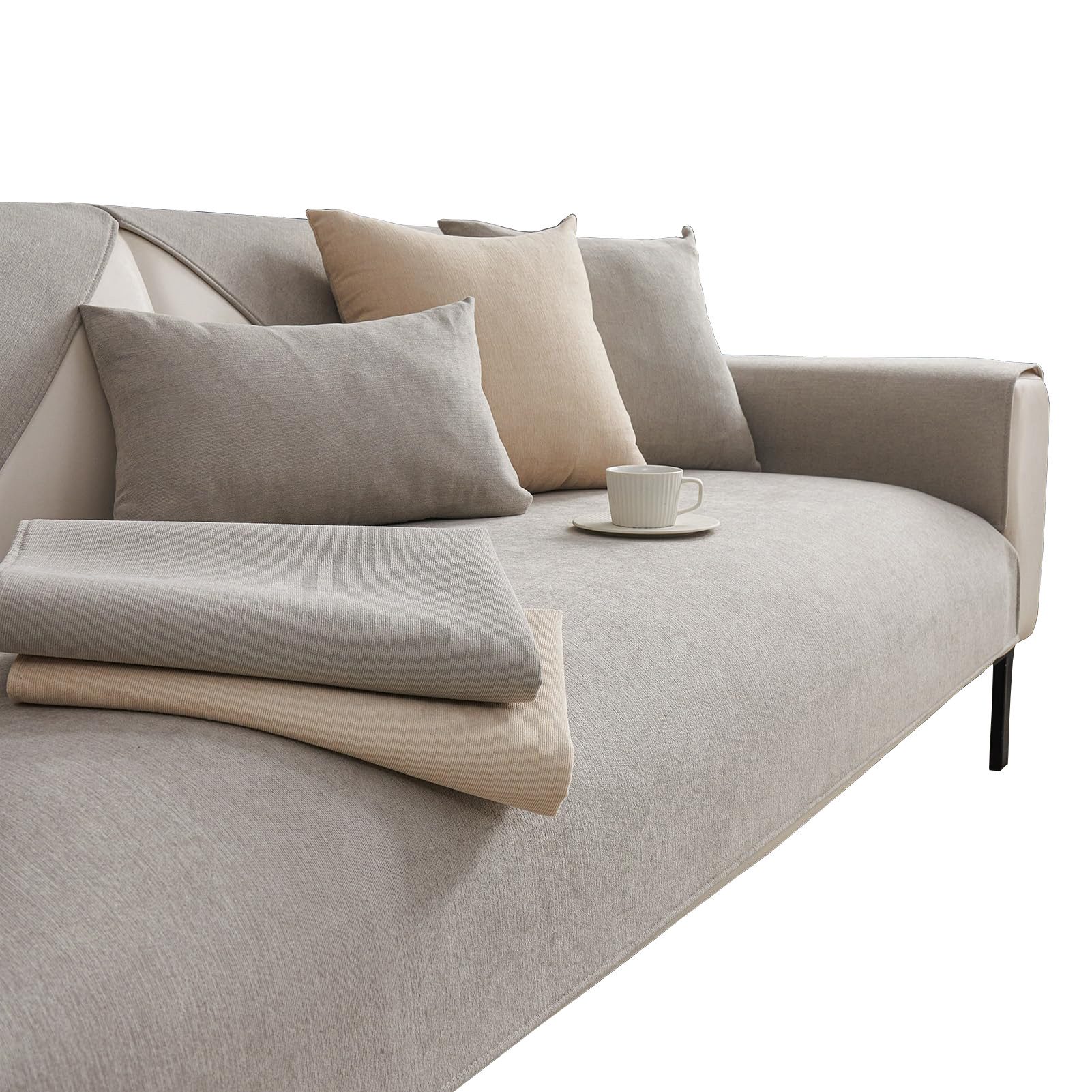 Agger Sofaschoner Sofa Überzug Weiche Chenille Sofabezug Hund Katze Sofaschoner, Anti Rutsch Vintage Couch Überzug für 1 2 3 4 Sitzer Sofa