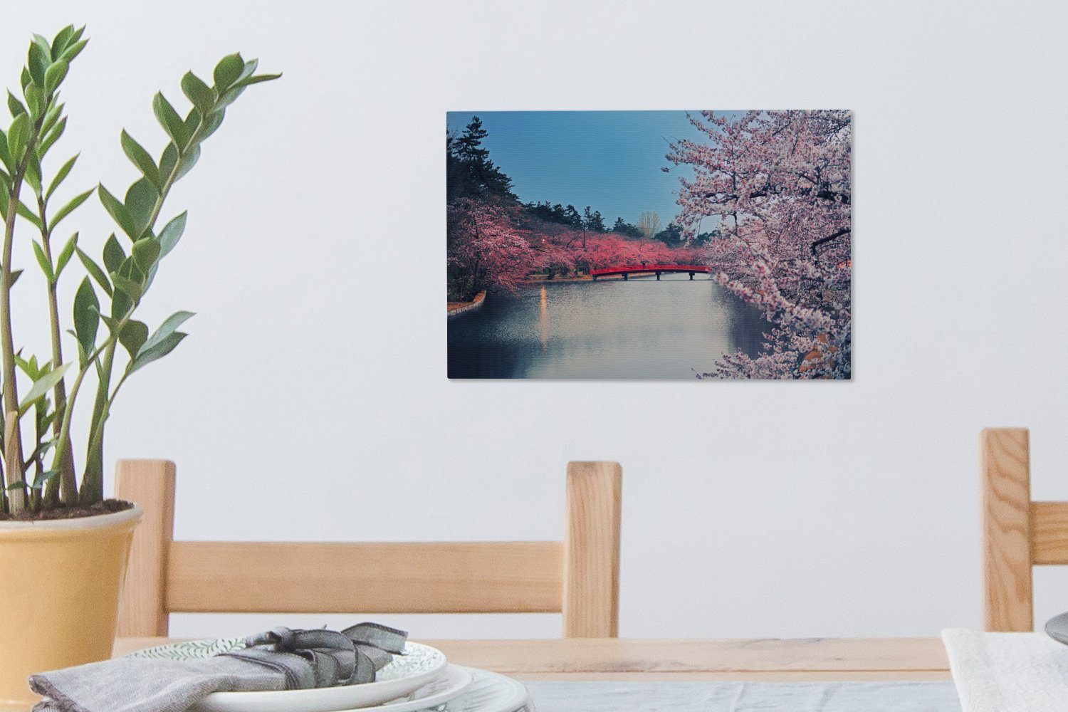 OneMillionCanvasses® Leinwandbild Kirschblütenpark, (1 Wanddeko, Wandbild St), 30x20 Leinwandbilder, cm Aufhängefertig