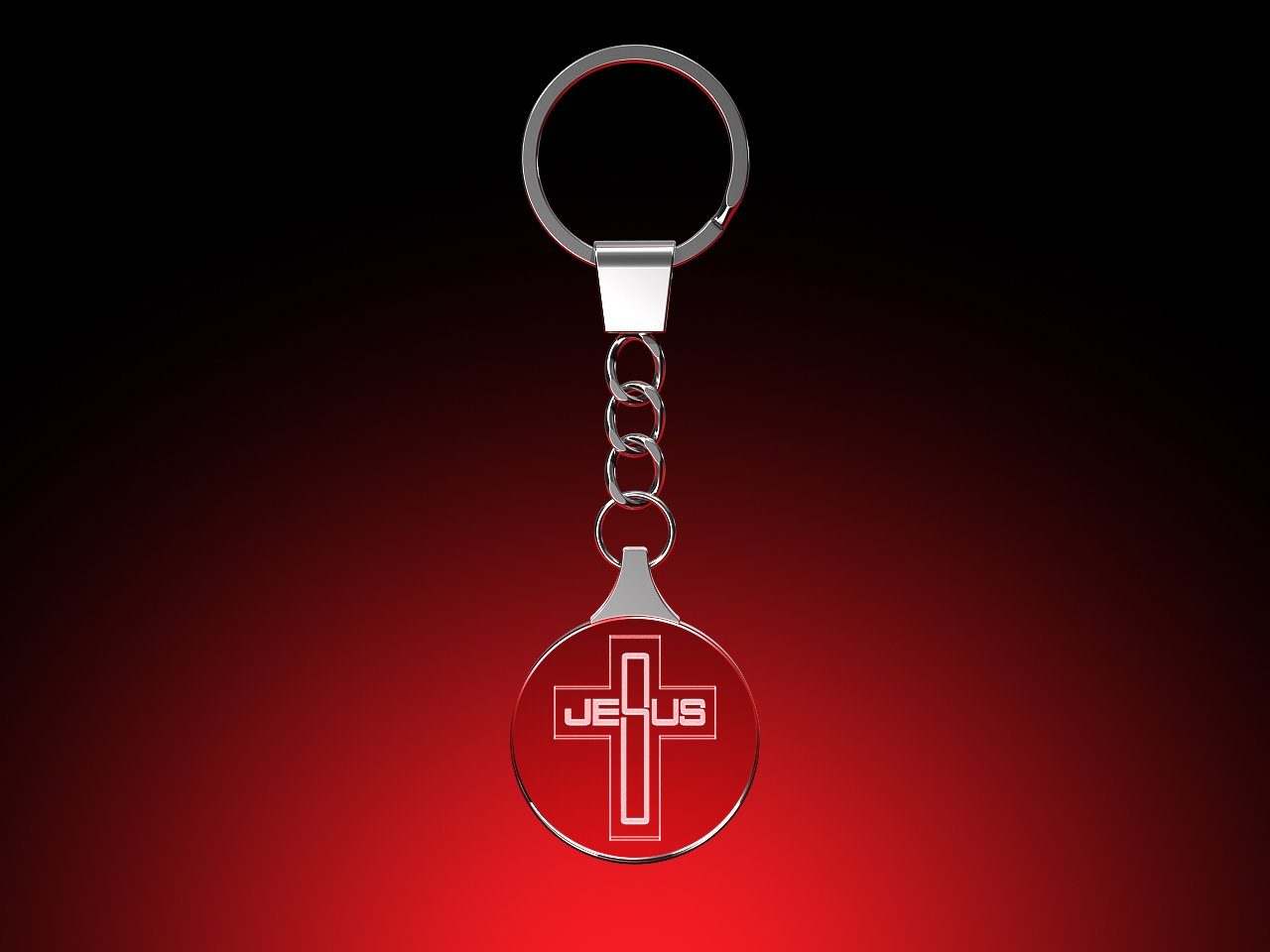 GLASFOTO.COM Schlüsselanhänger mit Gravur Schriftzug 'Jesus' - Schlüsselanhänger rund