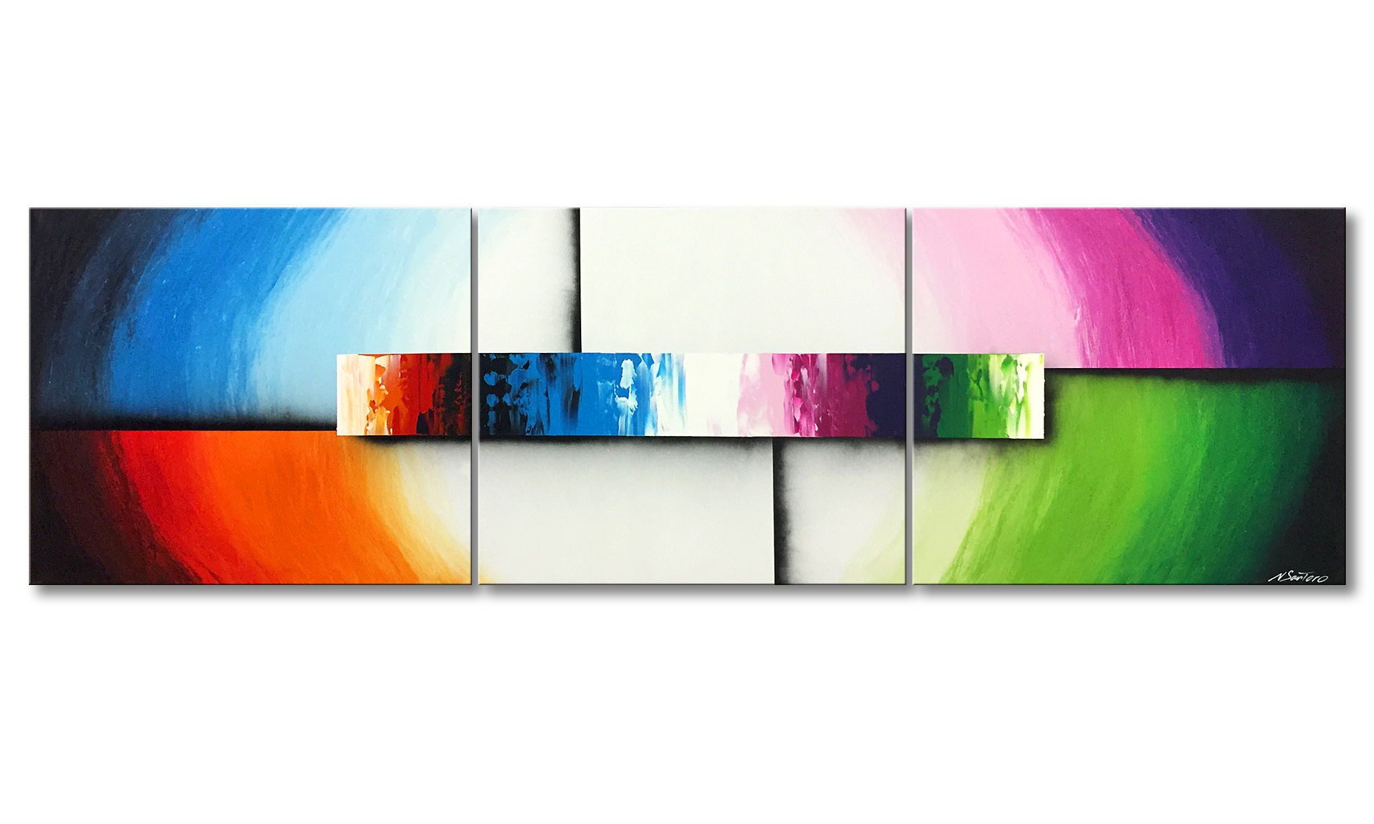 WandbilderXXL XXL-Wandbild Play Of Elements 270 x 80 cm, Abstraktes Картина, handgemaltes Unikat
