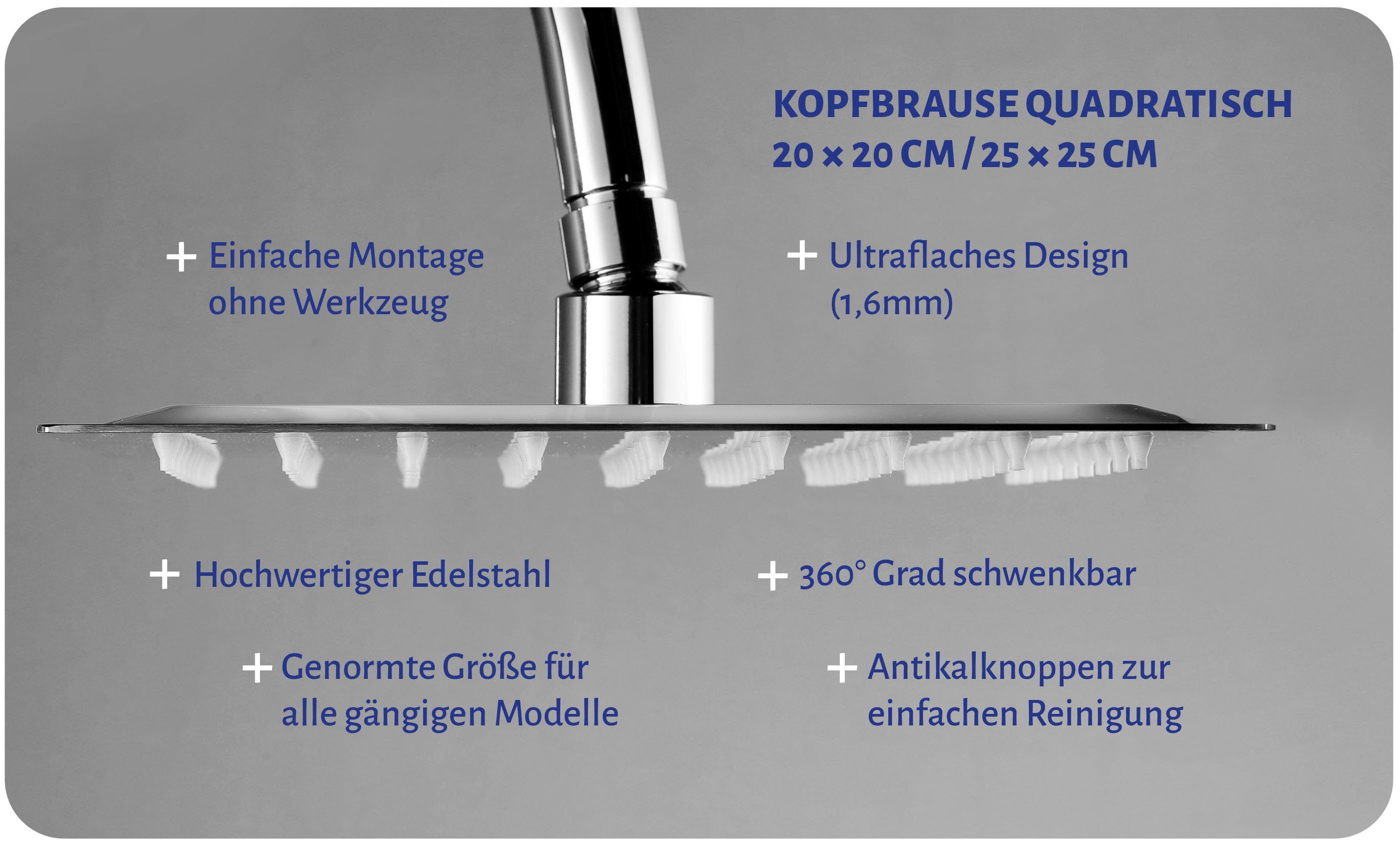 Marwell Kopfbrause, (1-tlg), Regenduschkopf mit Anti-Kalk-Düsen