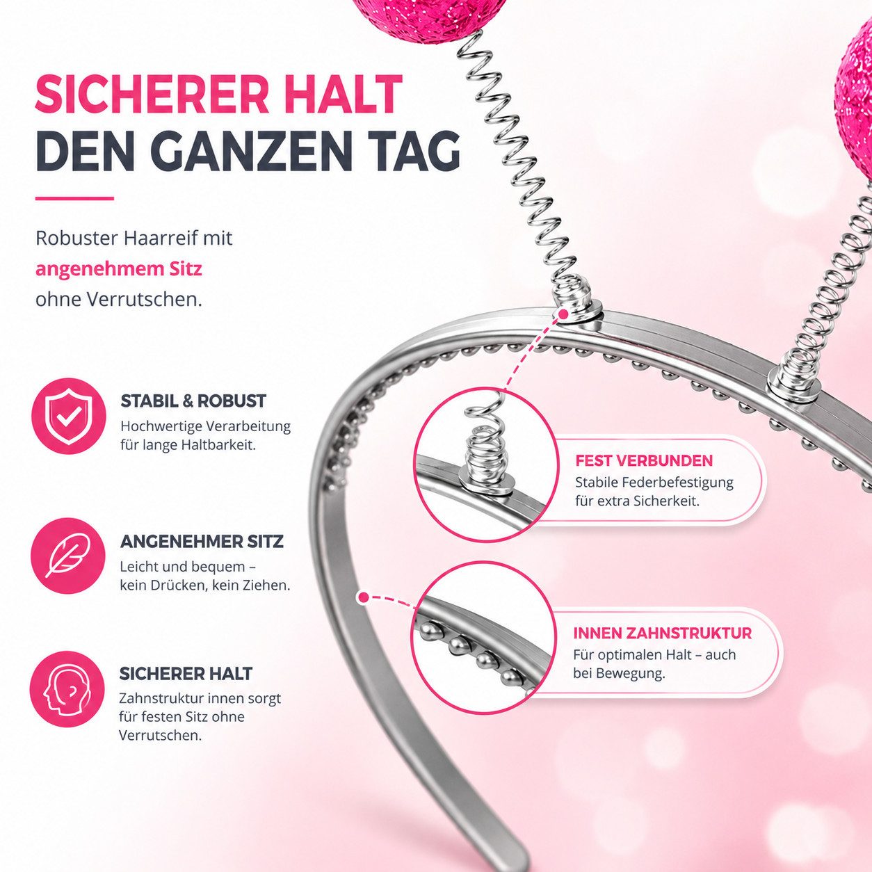 TK Gruppe Kostüm Haarreif Schmetterling Bommel Wackel Alien Fühler Fasching & Karneval