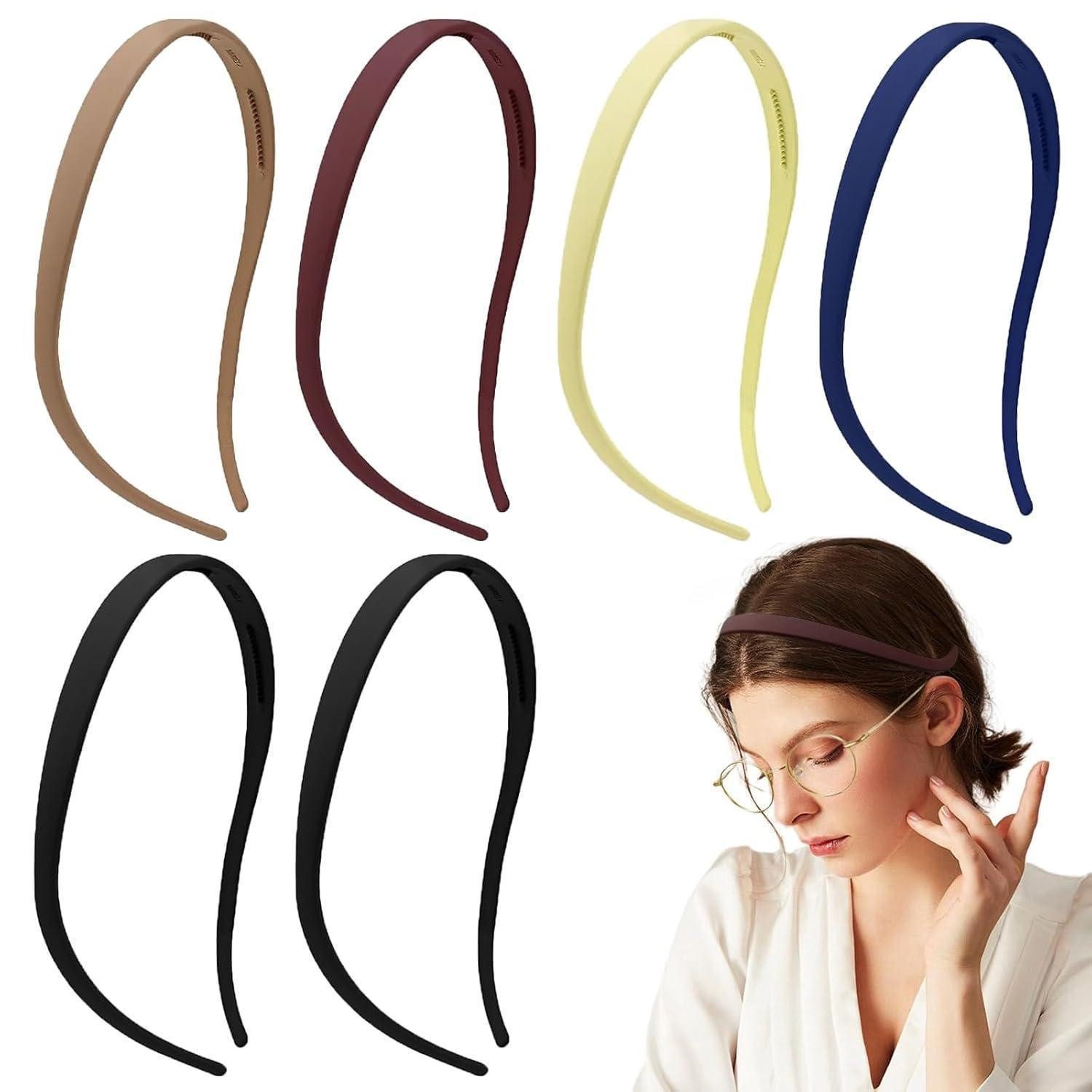 LuxusKollektion Haarreif 6er Haarreif Set für Damen Brillenträger, Kunststoff Stirnbänder mit