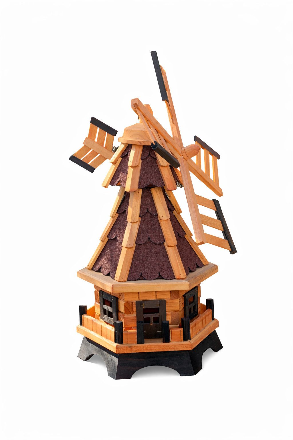 Holzdekoladen Deko-Windrad Garten-Windmühle Holz 70 cm kugelgelagert drehbar Deko