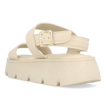 Tamaris Tamaris 1-28713-20-458 Leder Plateau Sandale Damen Ivory Uni Sandale