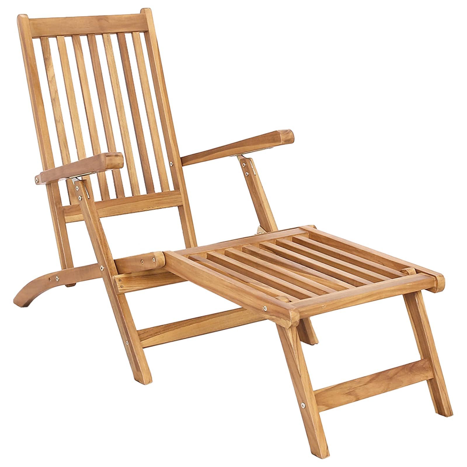 vidaXL Gartenstuhl Faltbarer Deckstuhl Natur Massivholz (1 St)