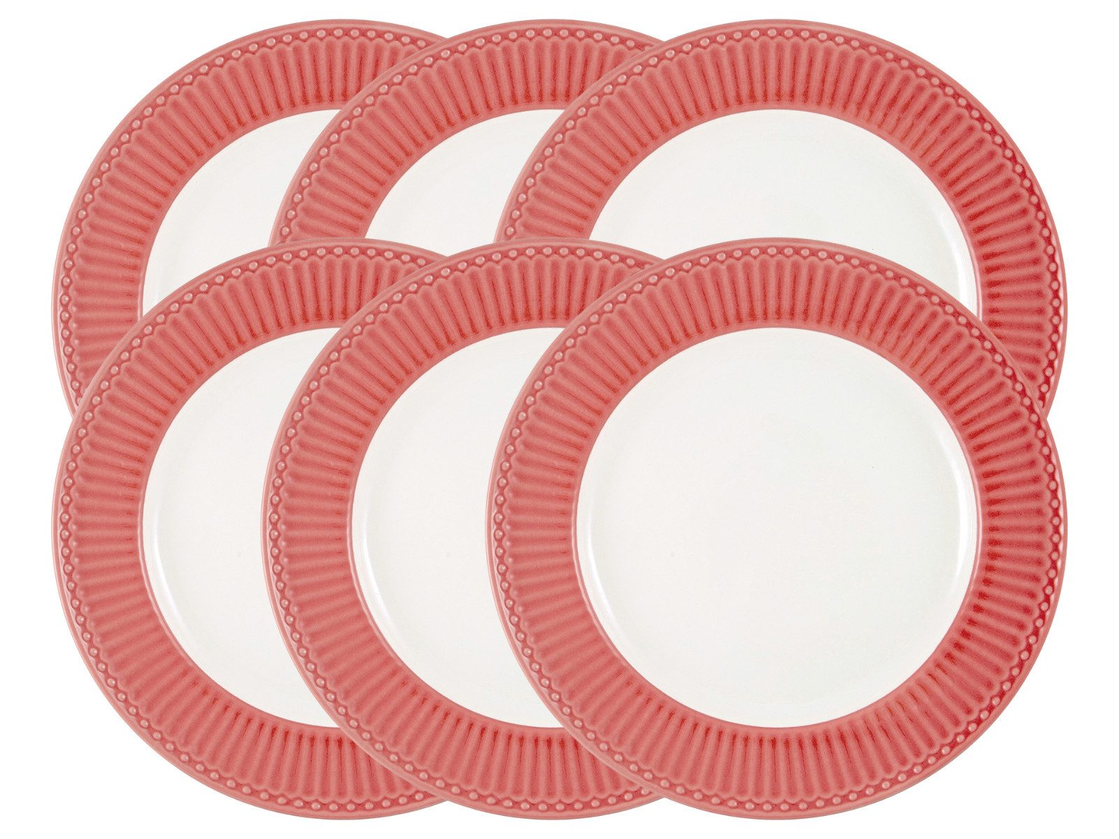 Greengate Тарелки-Set Alice Speiseteller coral 26,5 cm Set6, Steinzeug