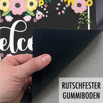 Fußmatte Welcome Fußmatte Blumen Muster Grafik Geschenk Neue Wohnung Willkommen, Trendation