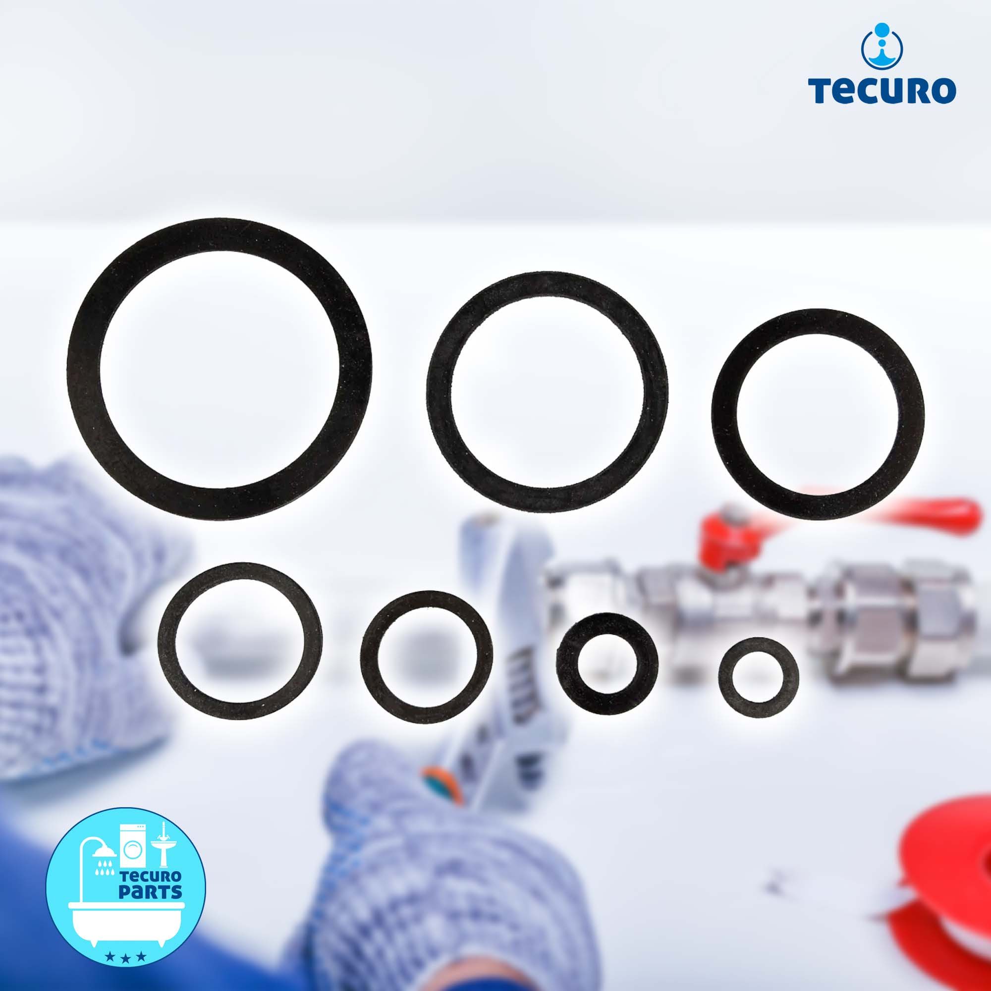 tecuro Gewindefitting Gummidichtung - verschiedene Größen, 15 x 20,5 x 3,0 mm